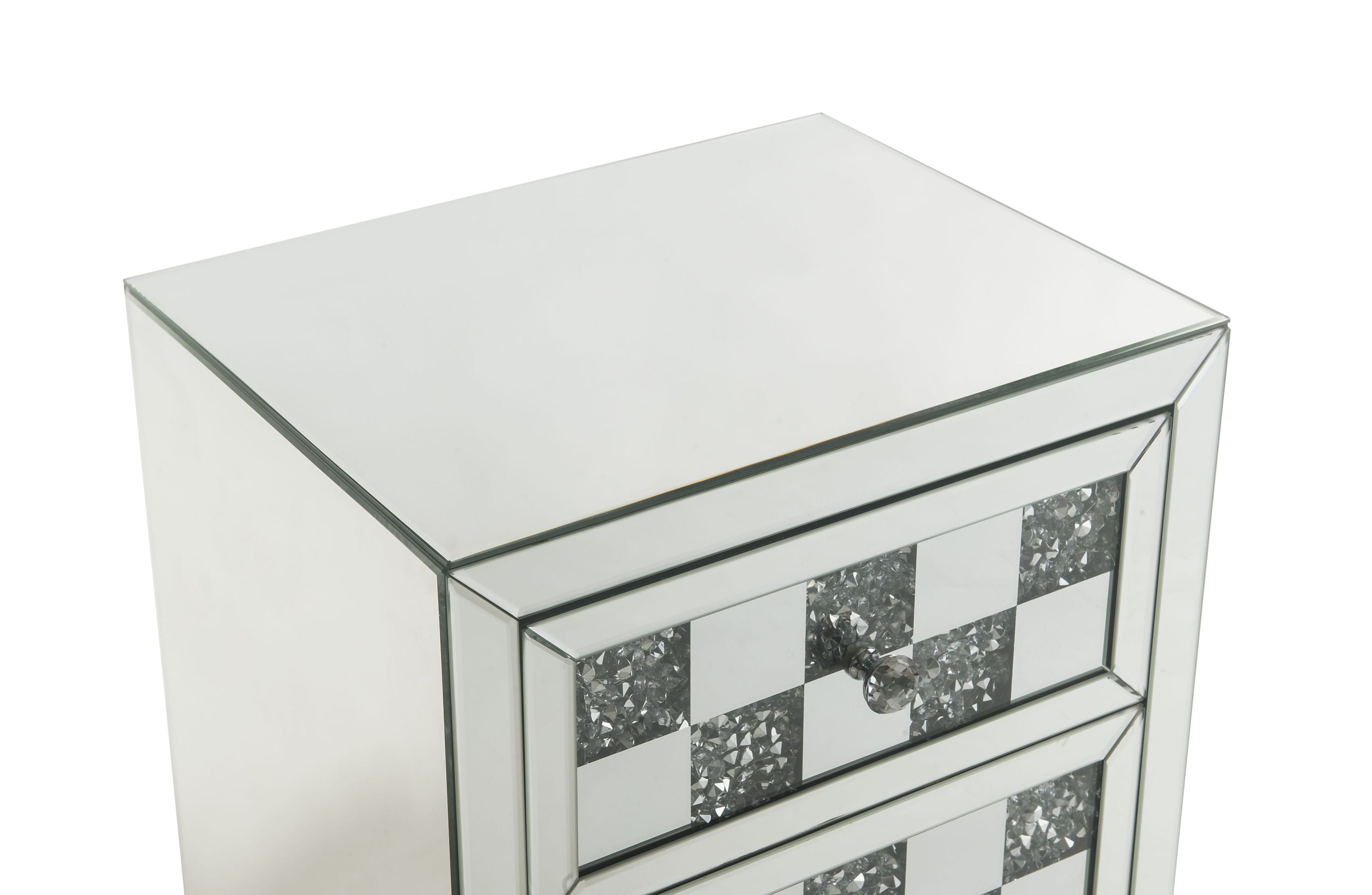 Noralie Mirrored and Faux Diamonds Accent Table