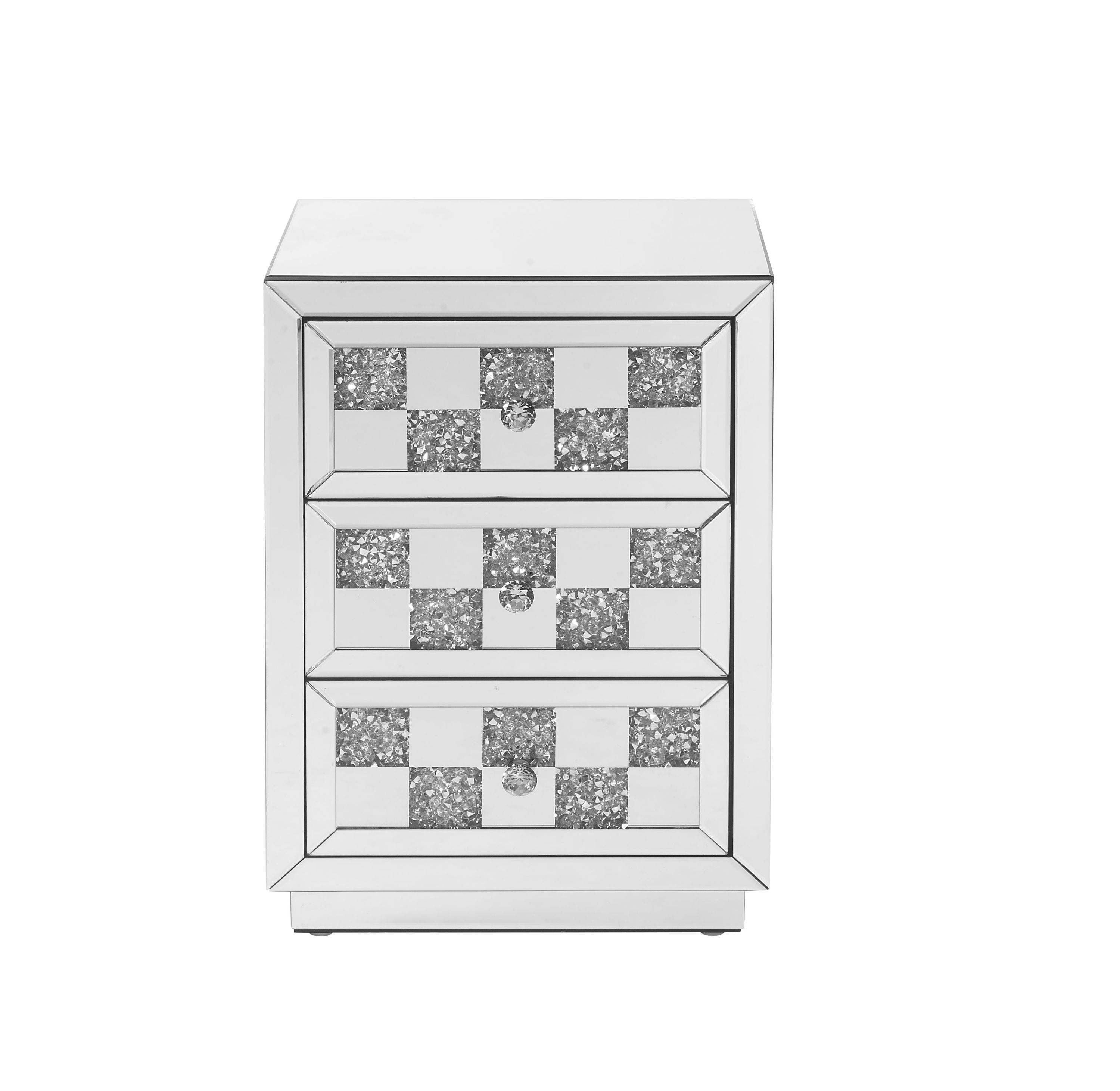 Noralie Mirrored and Faux Diamonds Accent Table