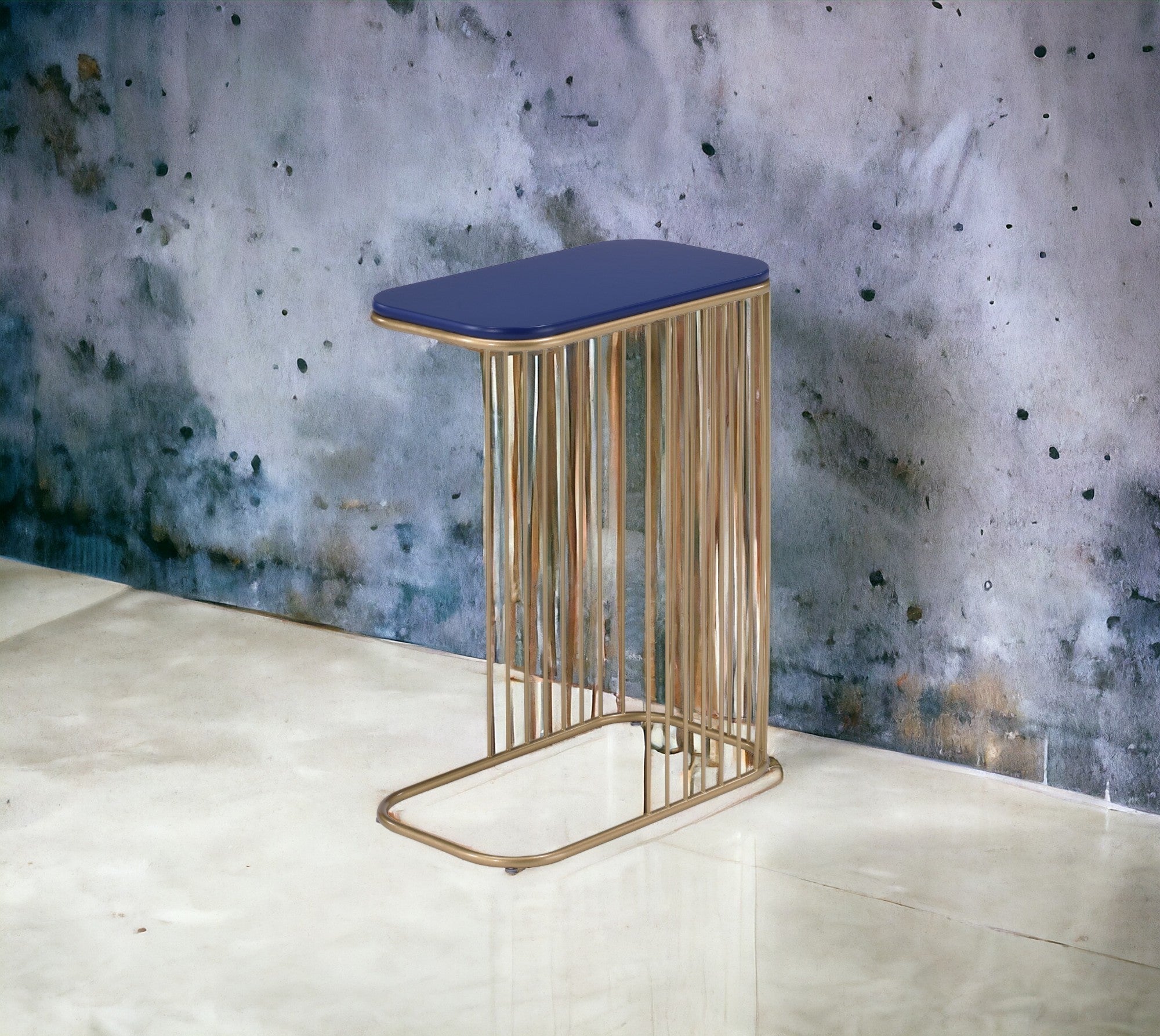 Aviena Blue and Gold Finish Accent Table