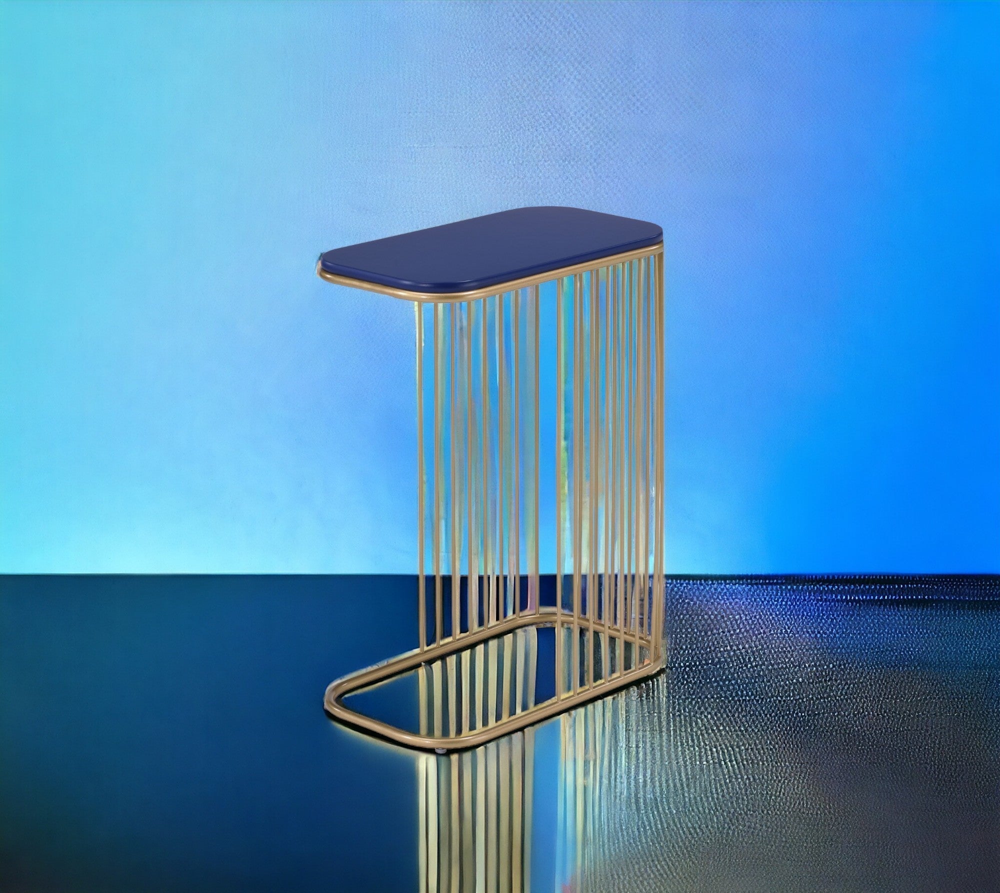 Aviena Blue and Gold Finish Accent Table