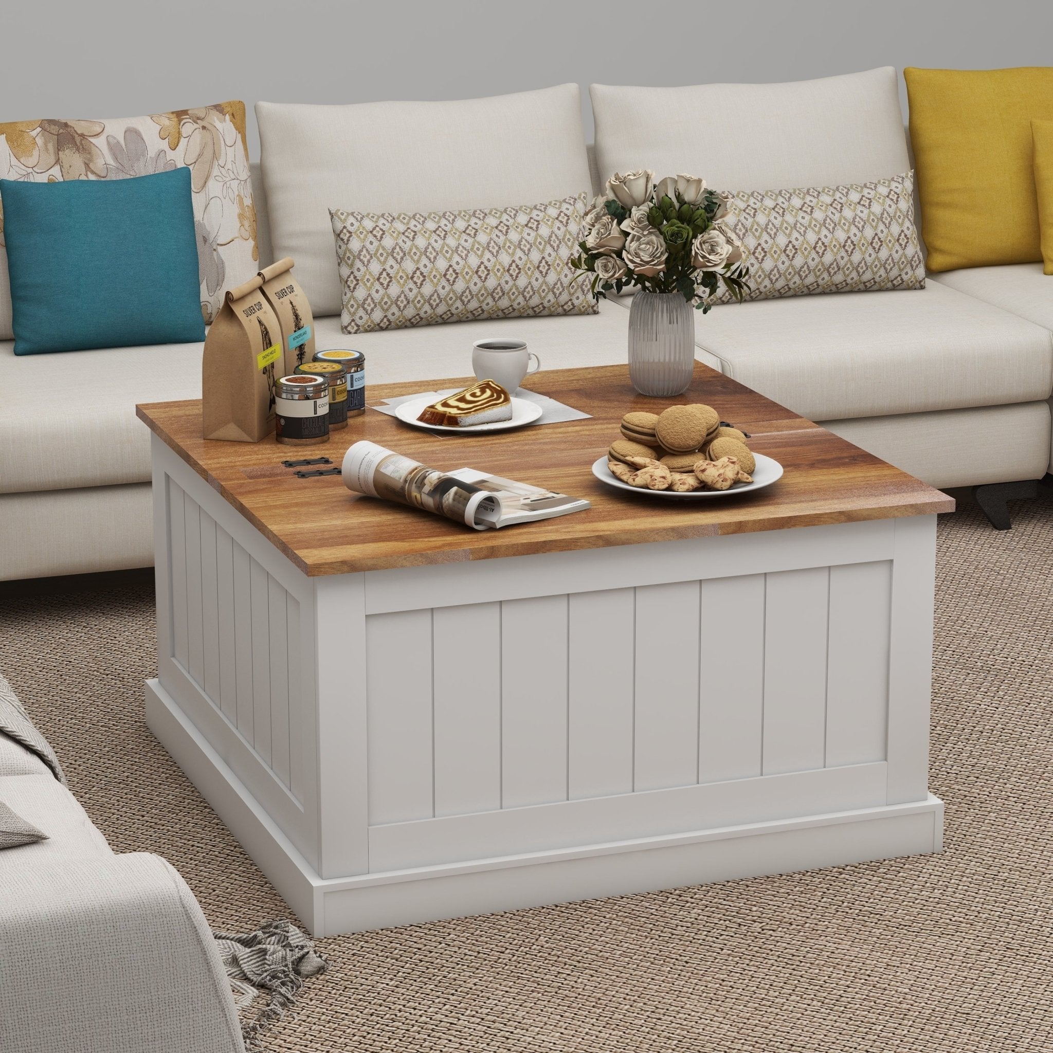 Farmhouse Coffee Table With Hidden Storage