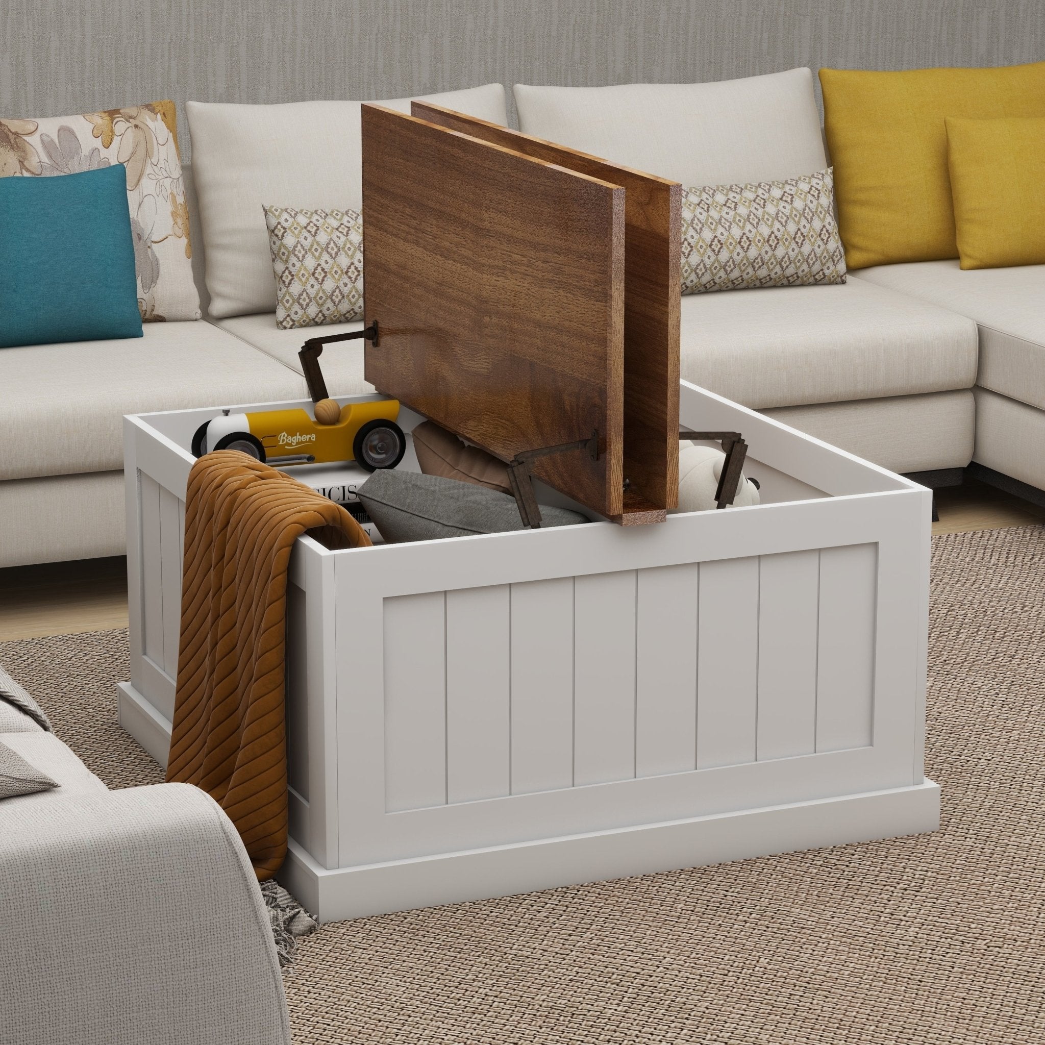 Farmhouse Coffee Table With Hidden Storage