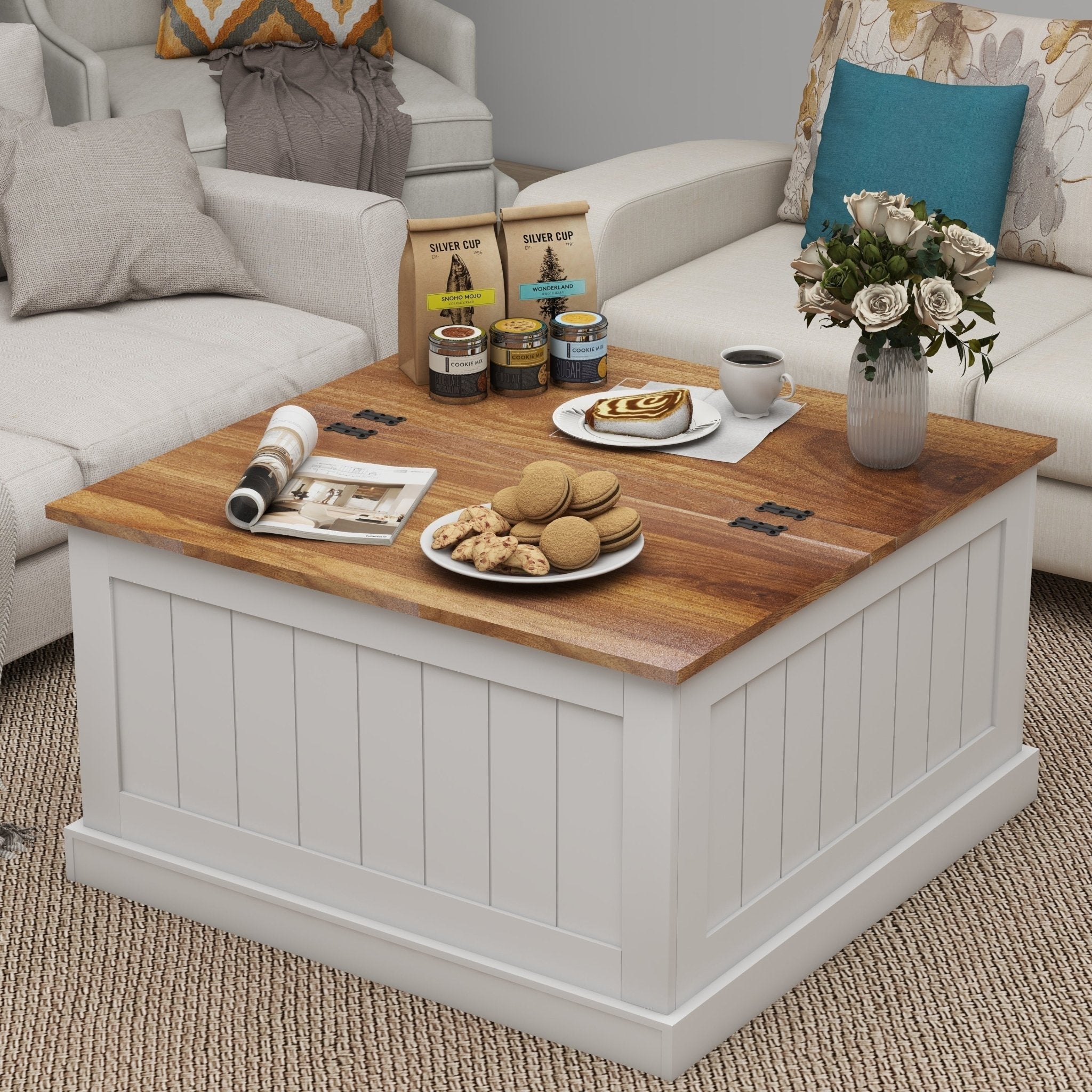 Farmhouse Coffee Table With Hidden Storage