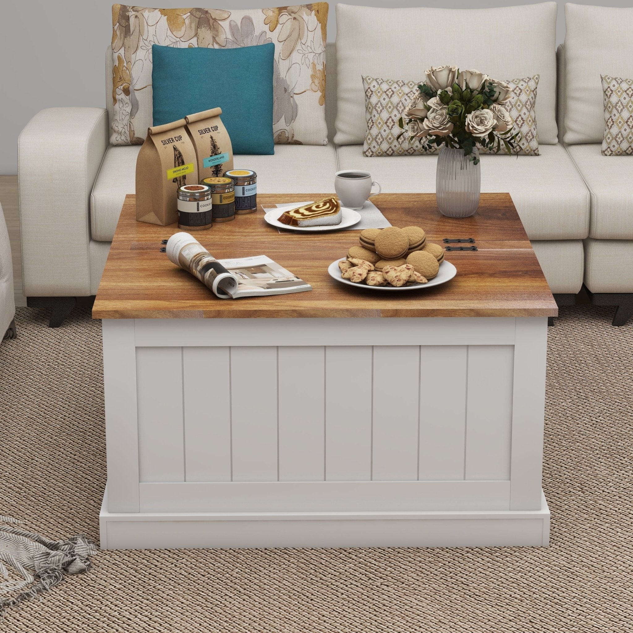 Farmhouse Coffee Table With Hidden Storage