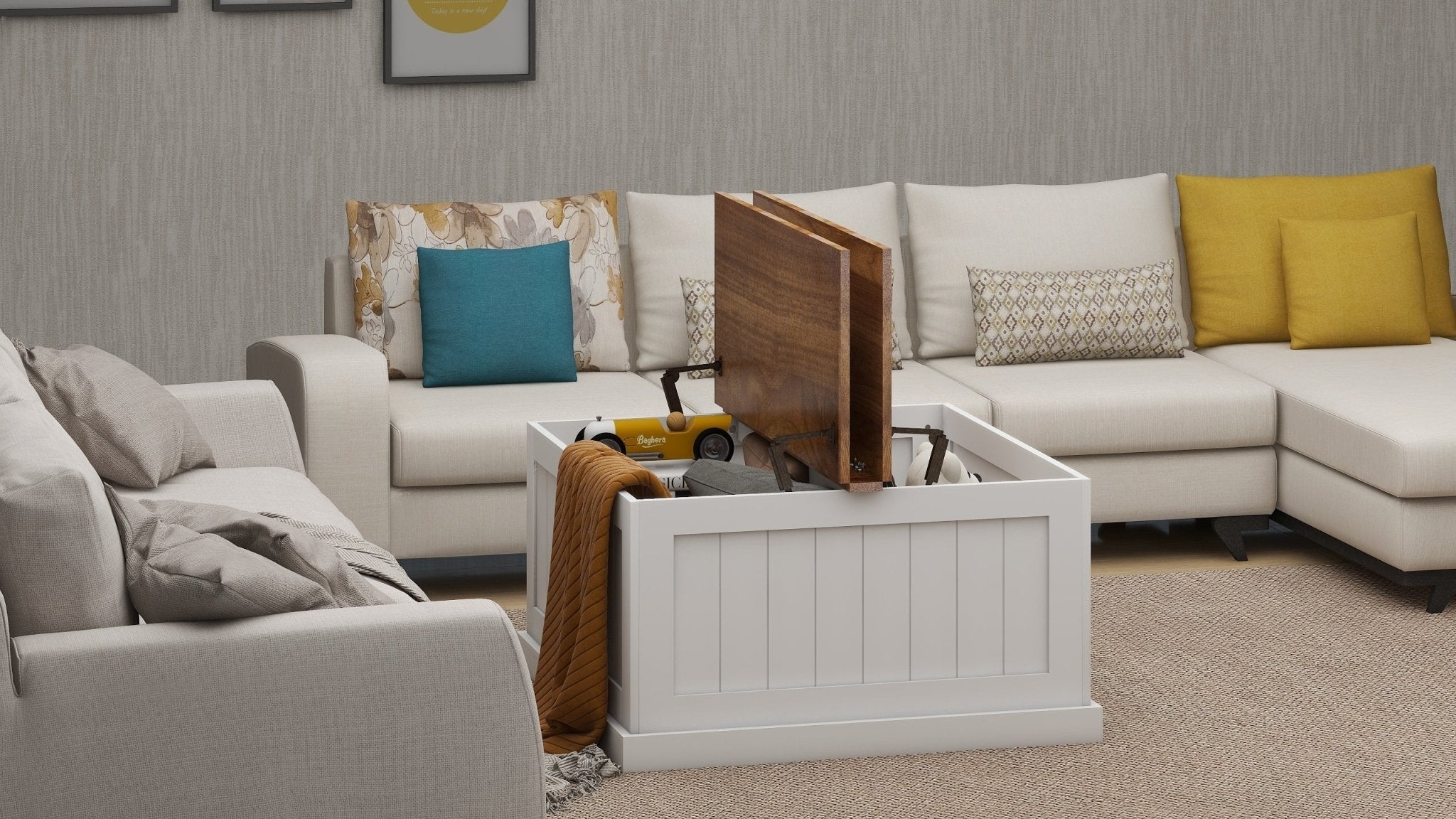 Farmhouse Coffee Table With Hidden Storage