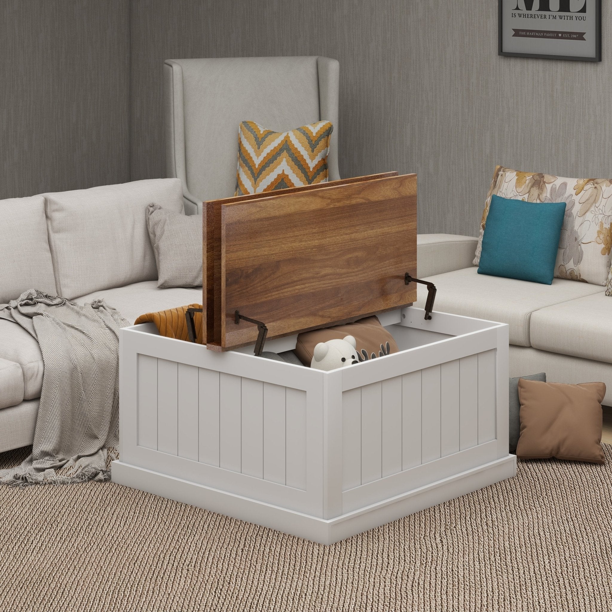 Farmhouse Coffee Table With Hidden Storage