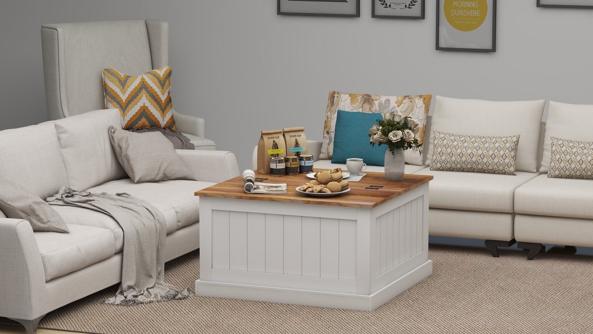 Farmhouse Coffee Table With Hidden Storage