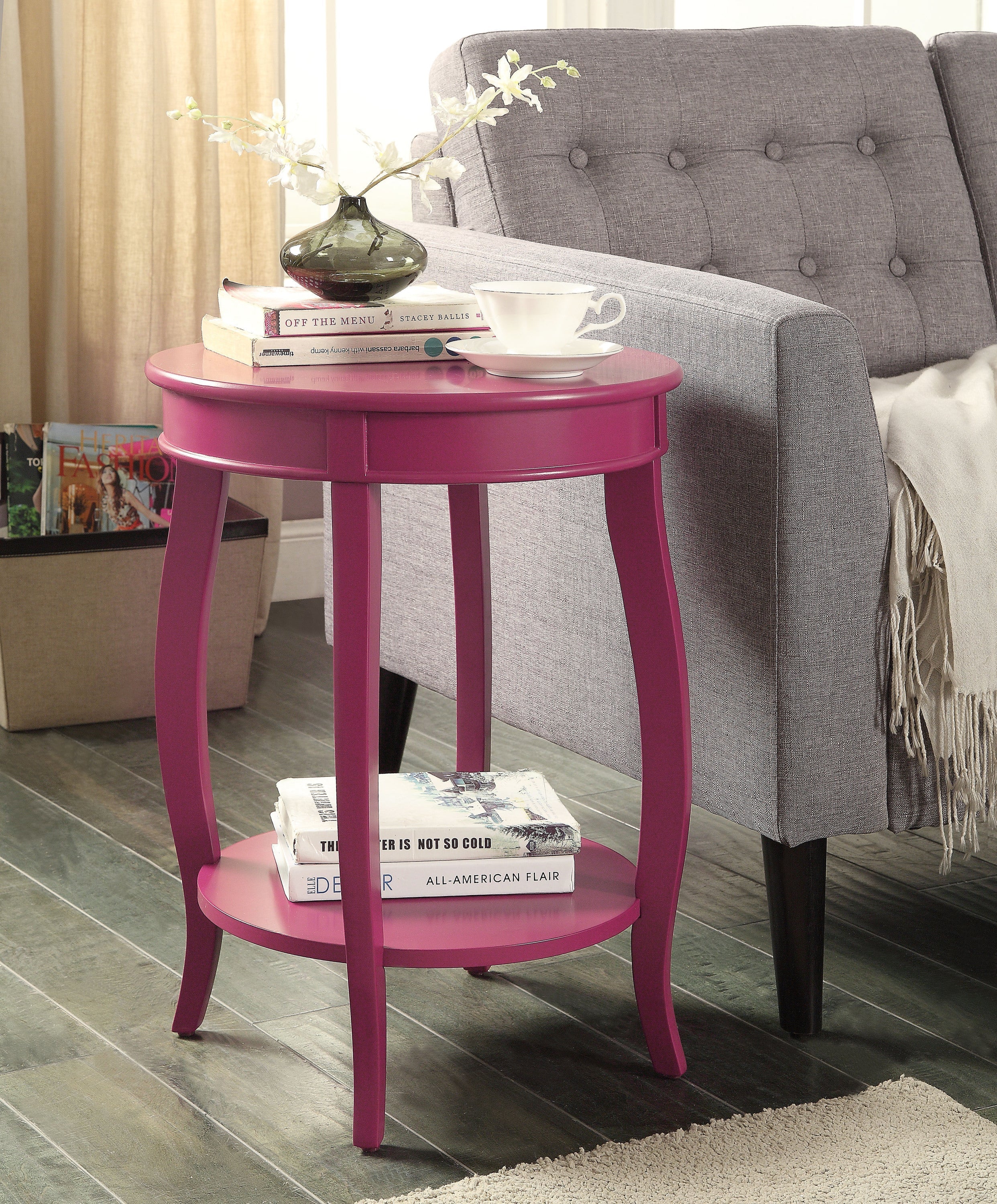 Aberta Purple color  Accent Table  with 1 Layer of Storage