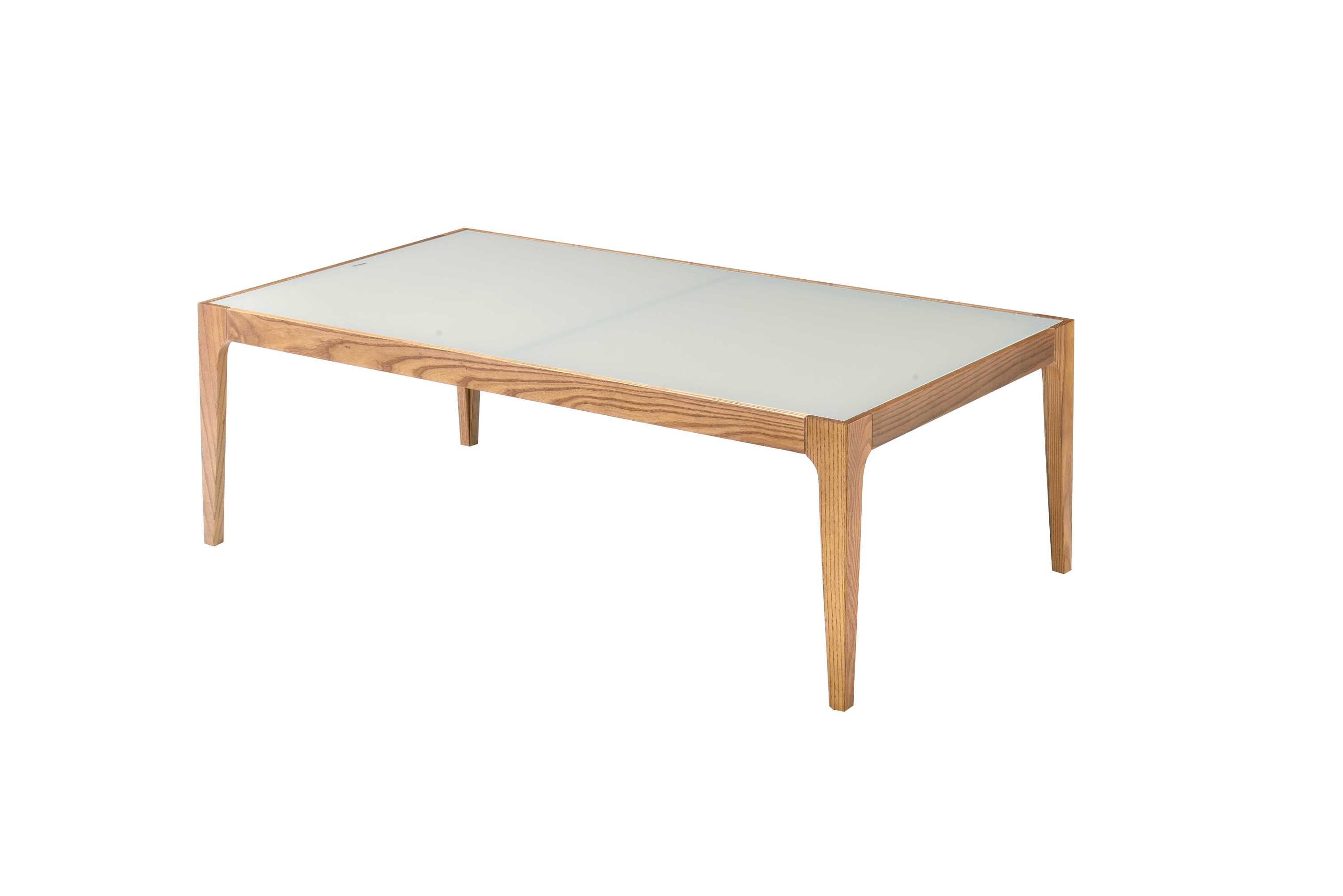 Gwynn Frosted Glass Top Natural Finish Coffee Table