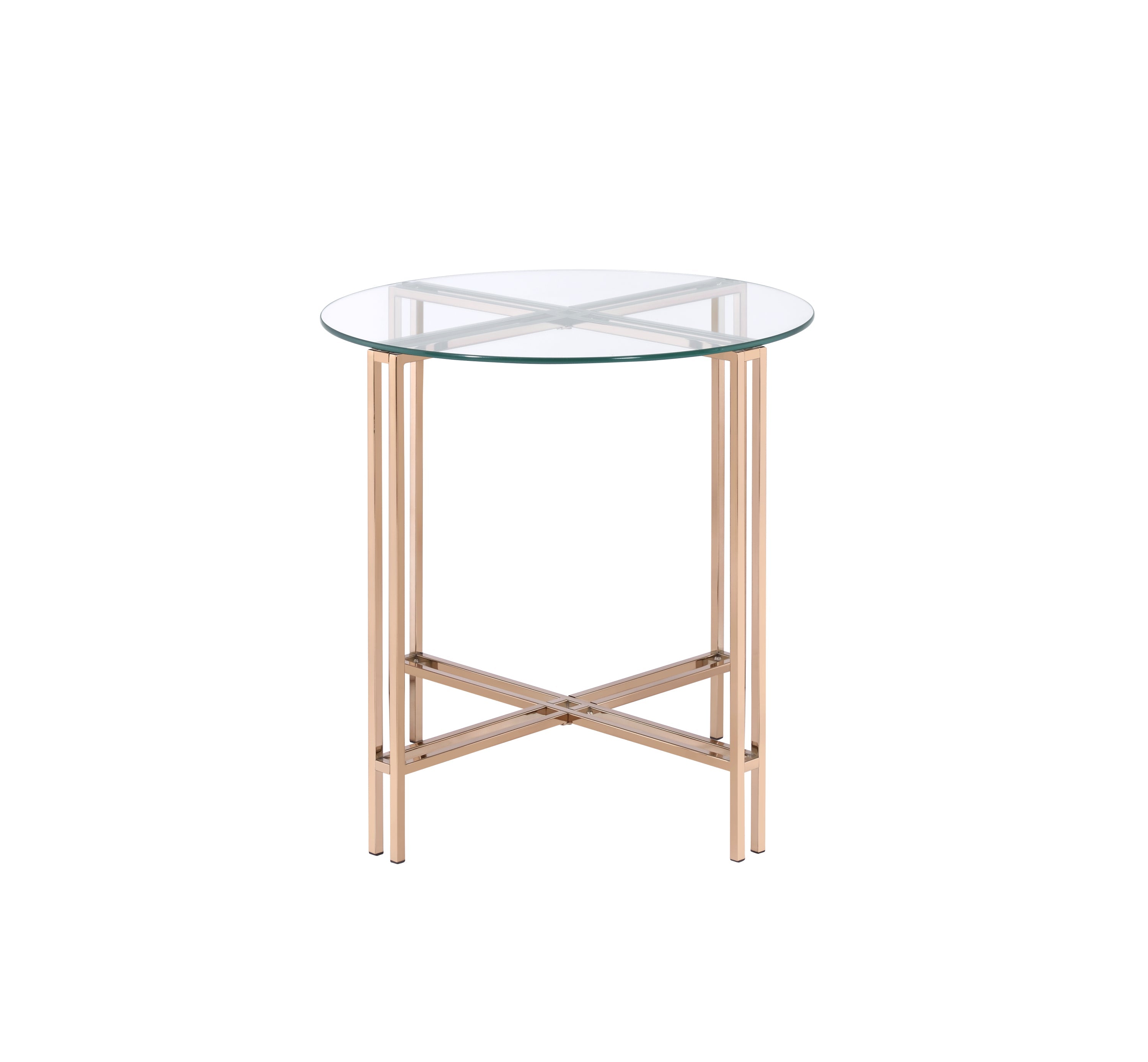 Veises Clear Glass Top with Champagne Finish End Table