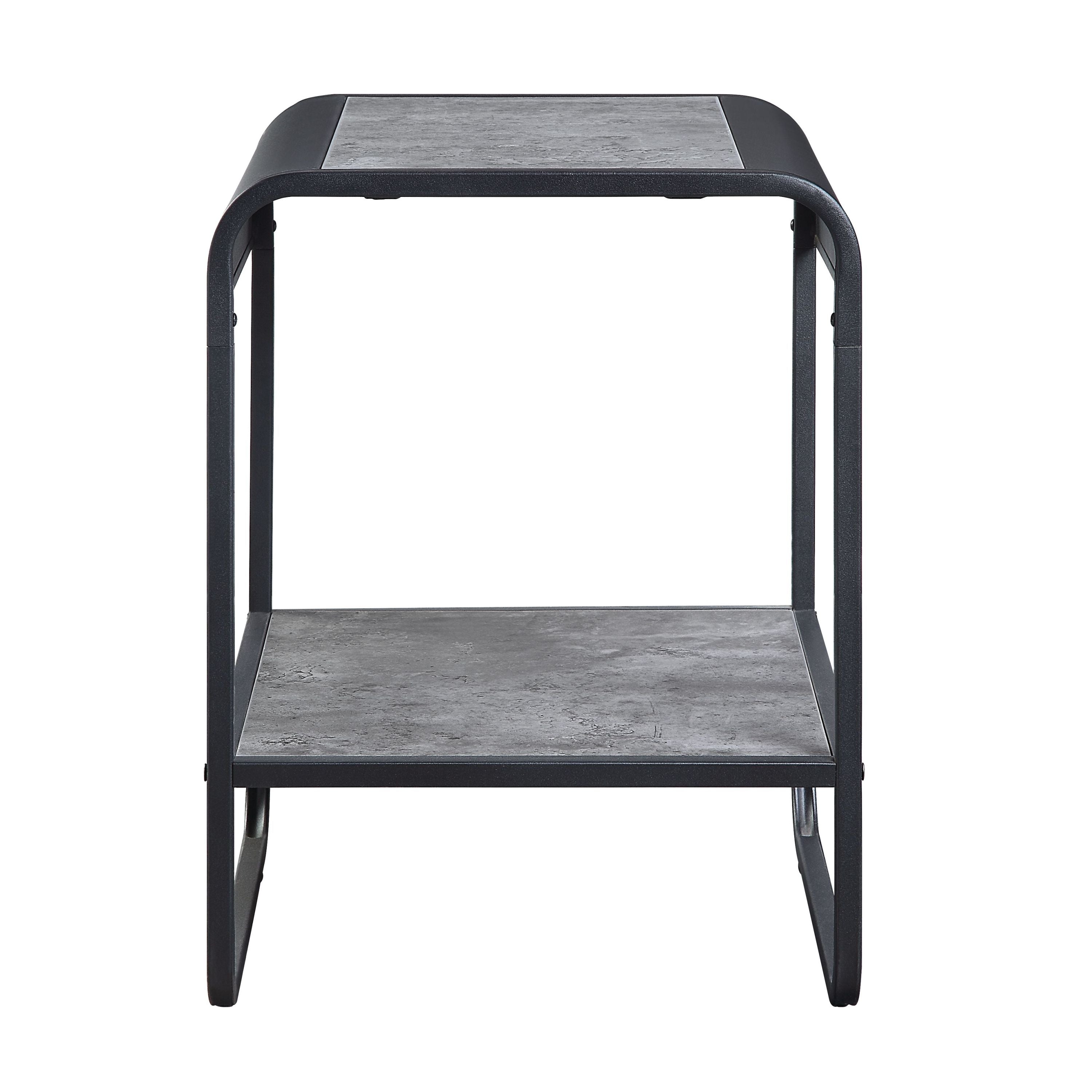 Raziela Concrete Gray & Black Finish End Table