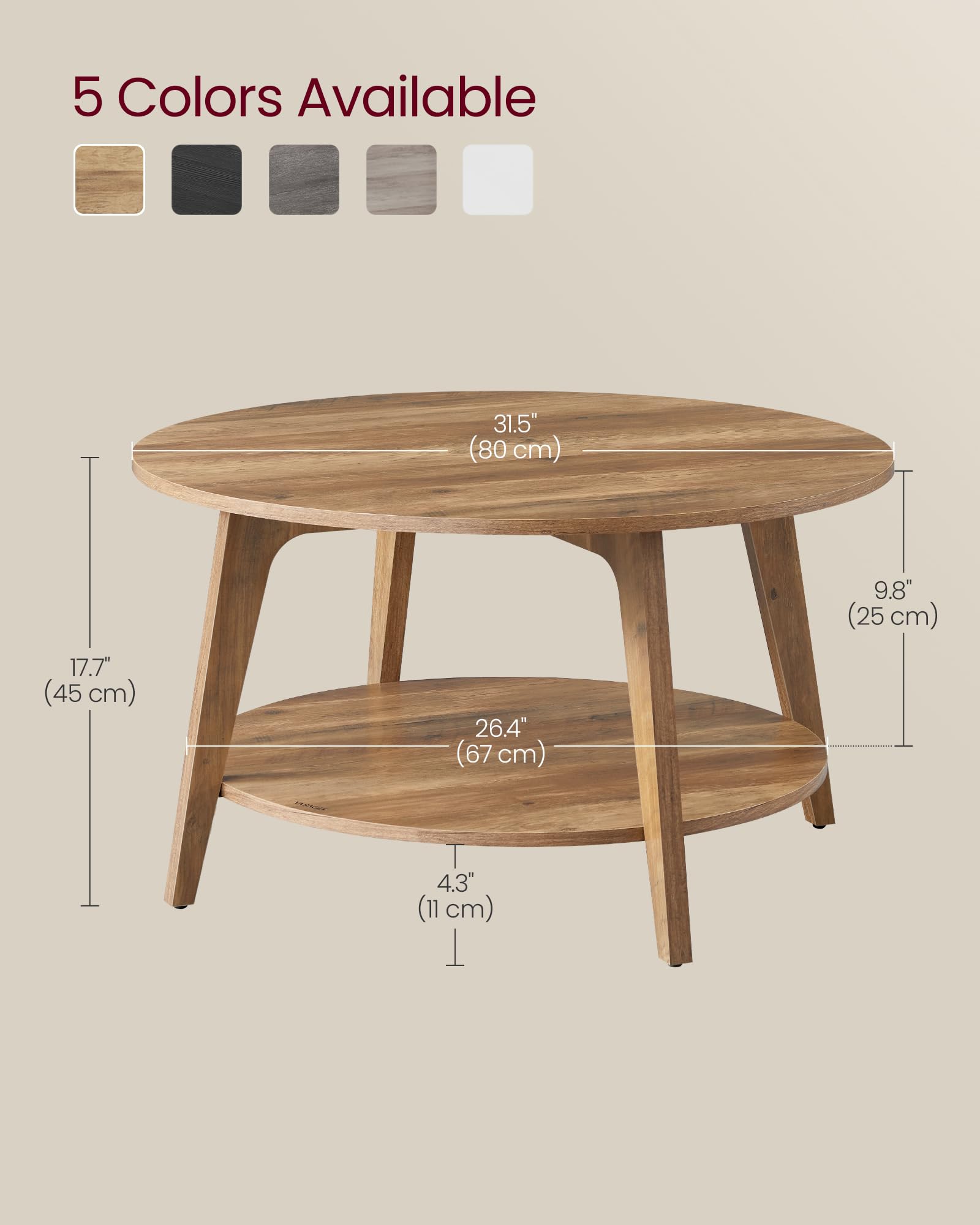 Round Coffee Table with Storage For Living Room