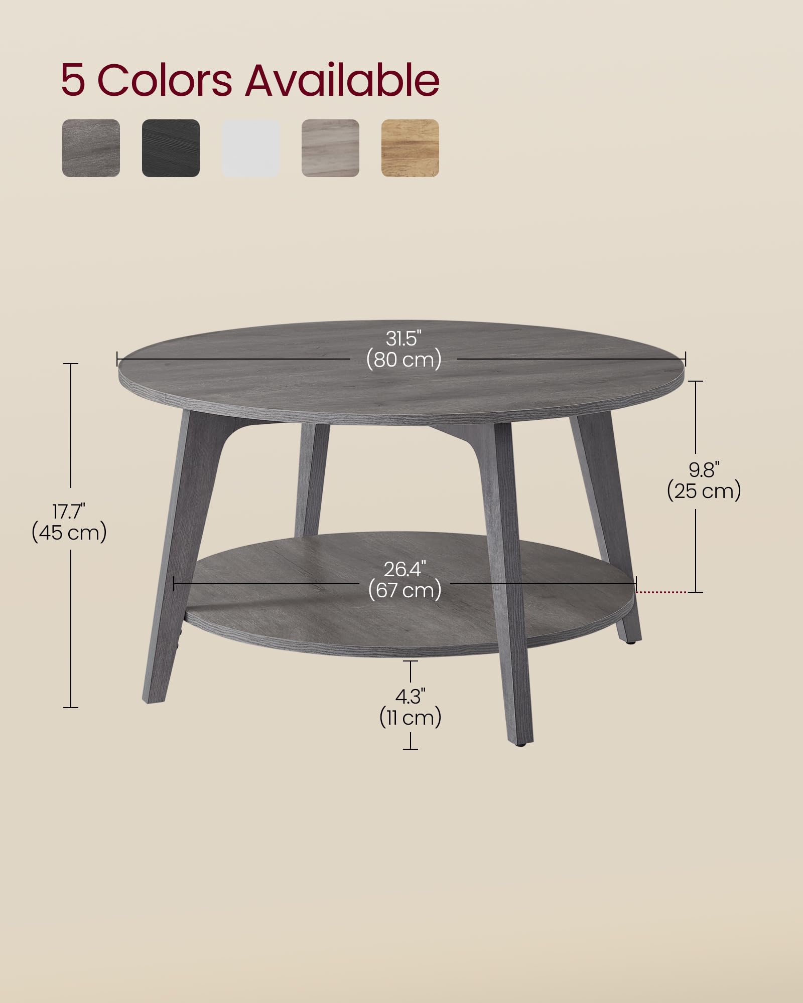 Round Coffee Table with Storage For Living Room