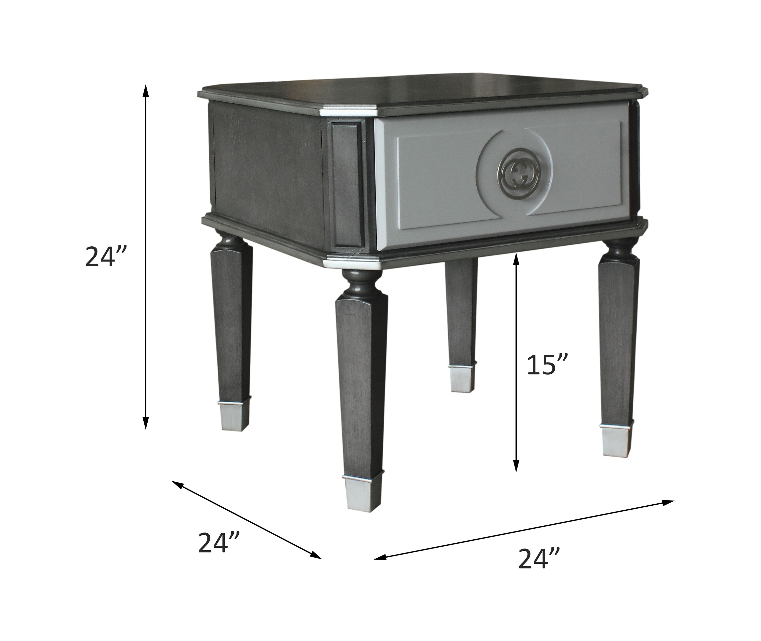 House Beatrice Charcoal & Light Gray Finish End Table