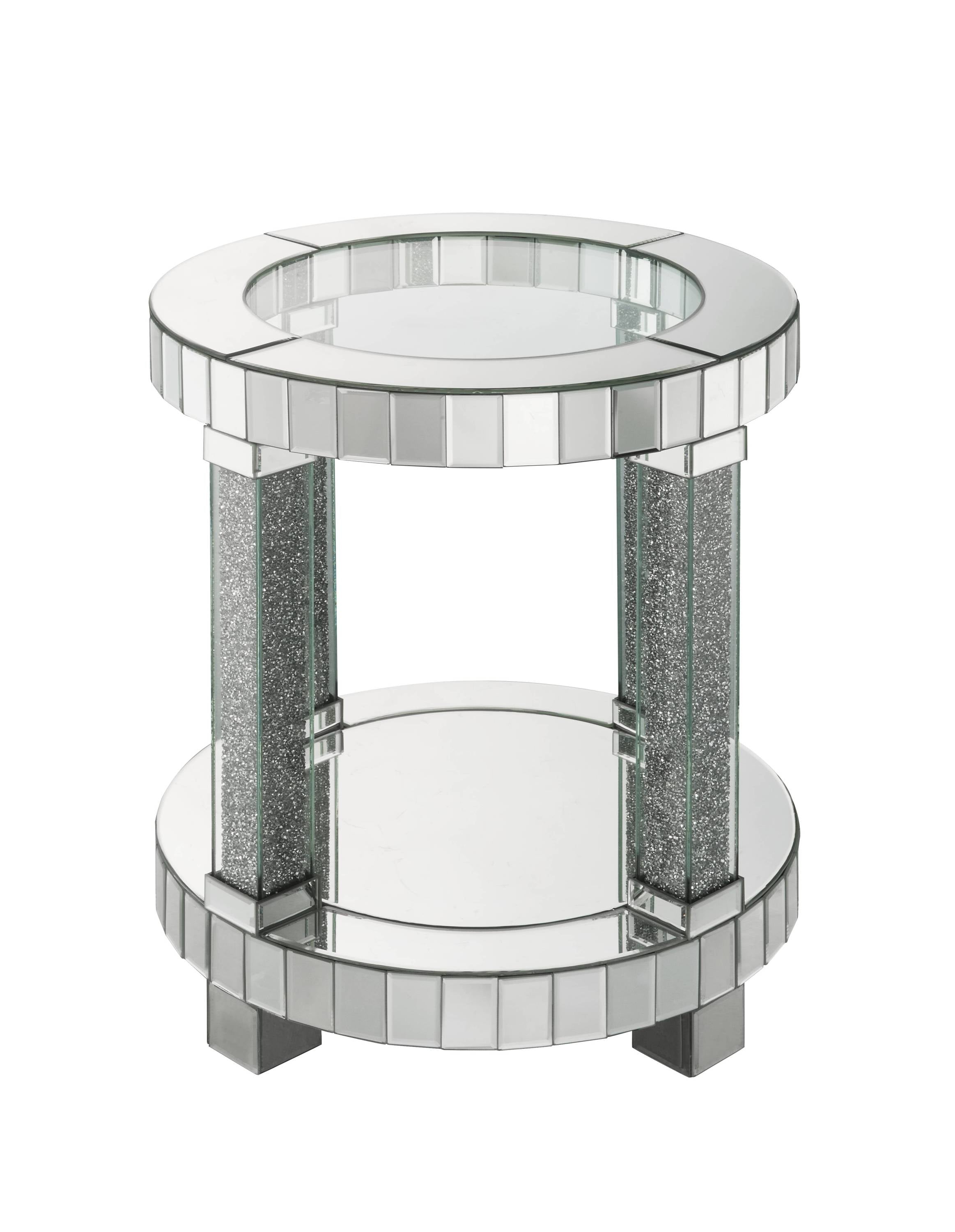 Noralie Mirrored & Faux Diamonds Round End Table