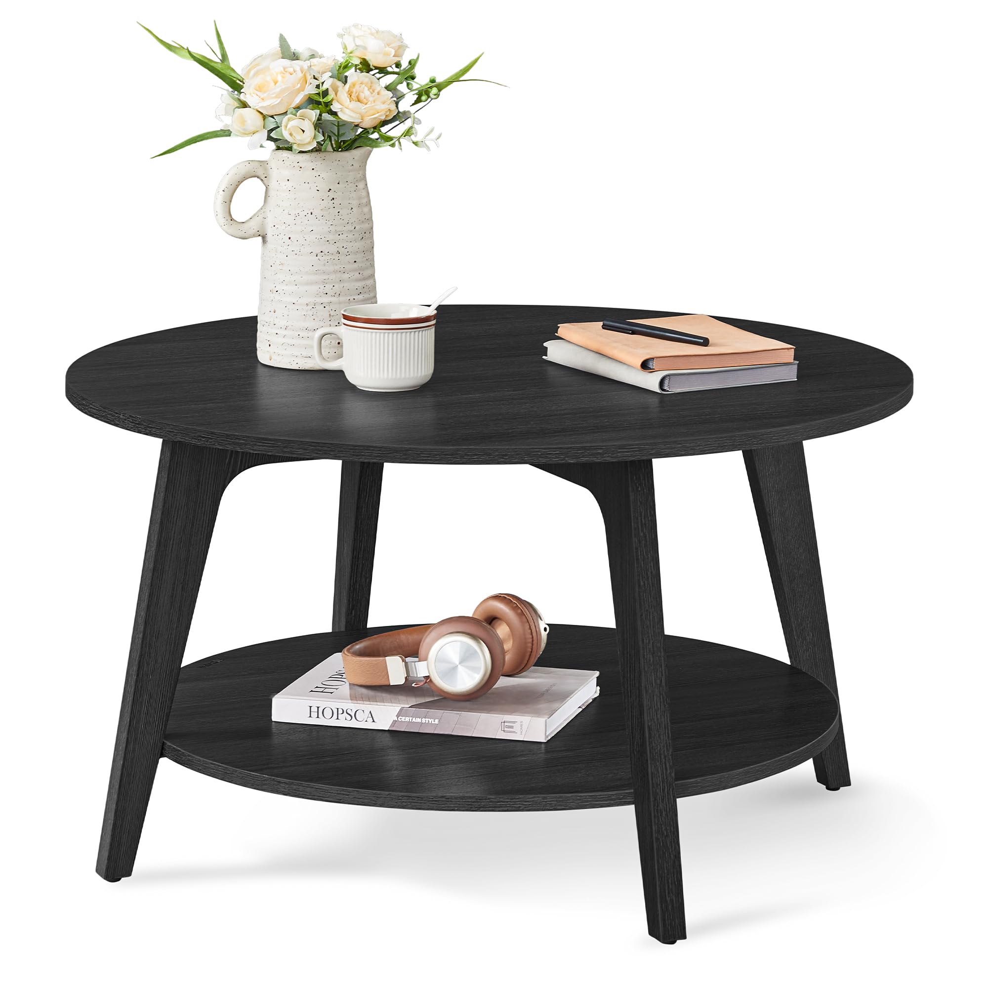 Round Coffee Table with Storage For Living Room