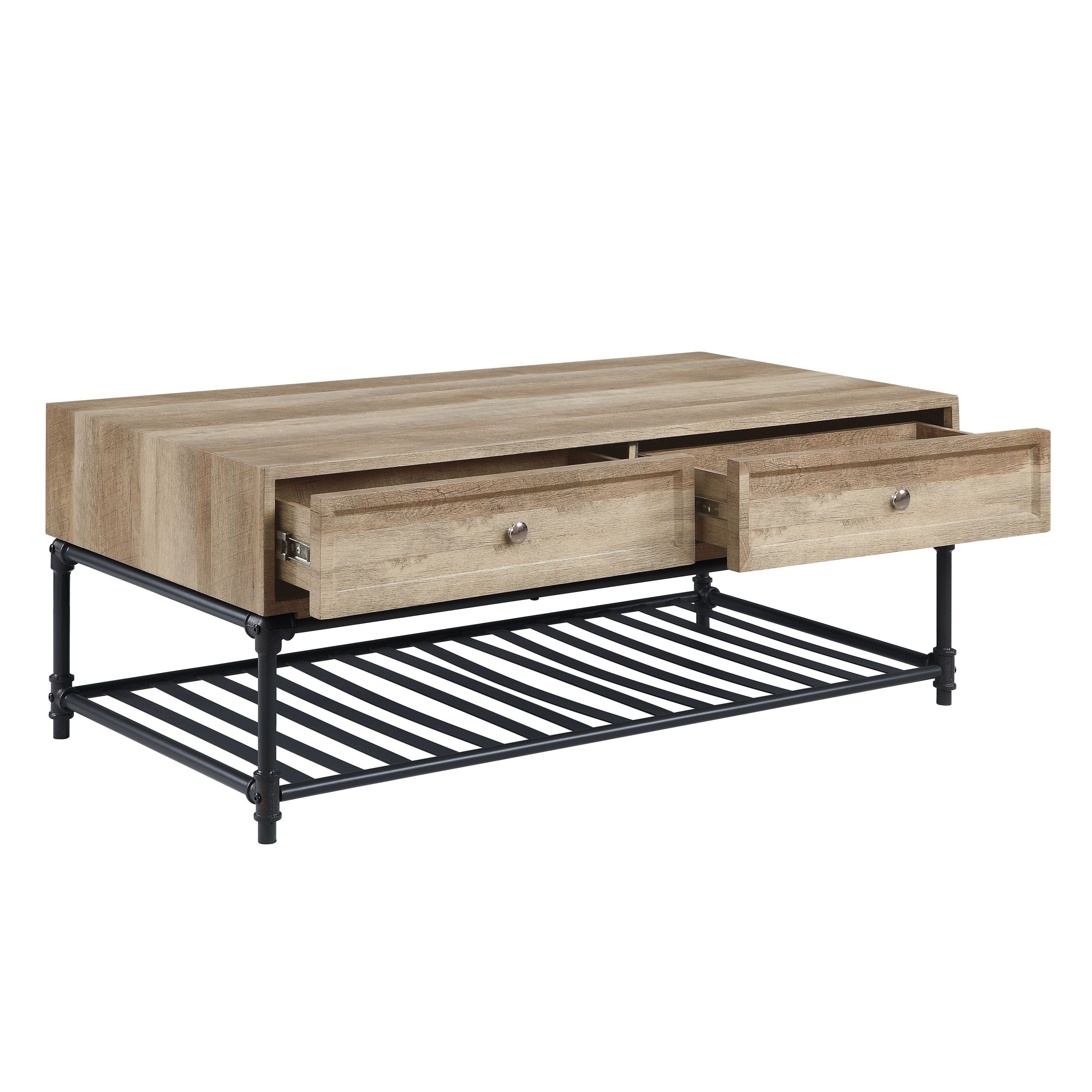 Brantley Oak & Sandy Gray Finish Rectangular Coffee Table