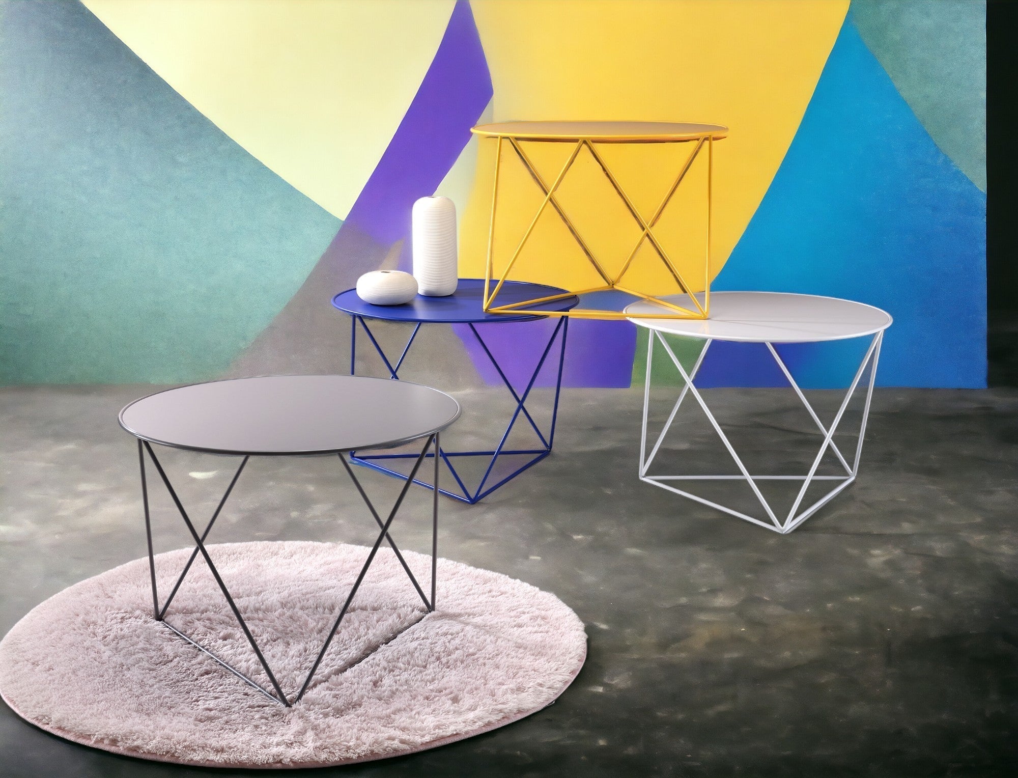 Epidia Blue color Display & Utility Accent Table