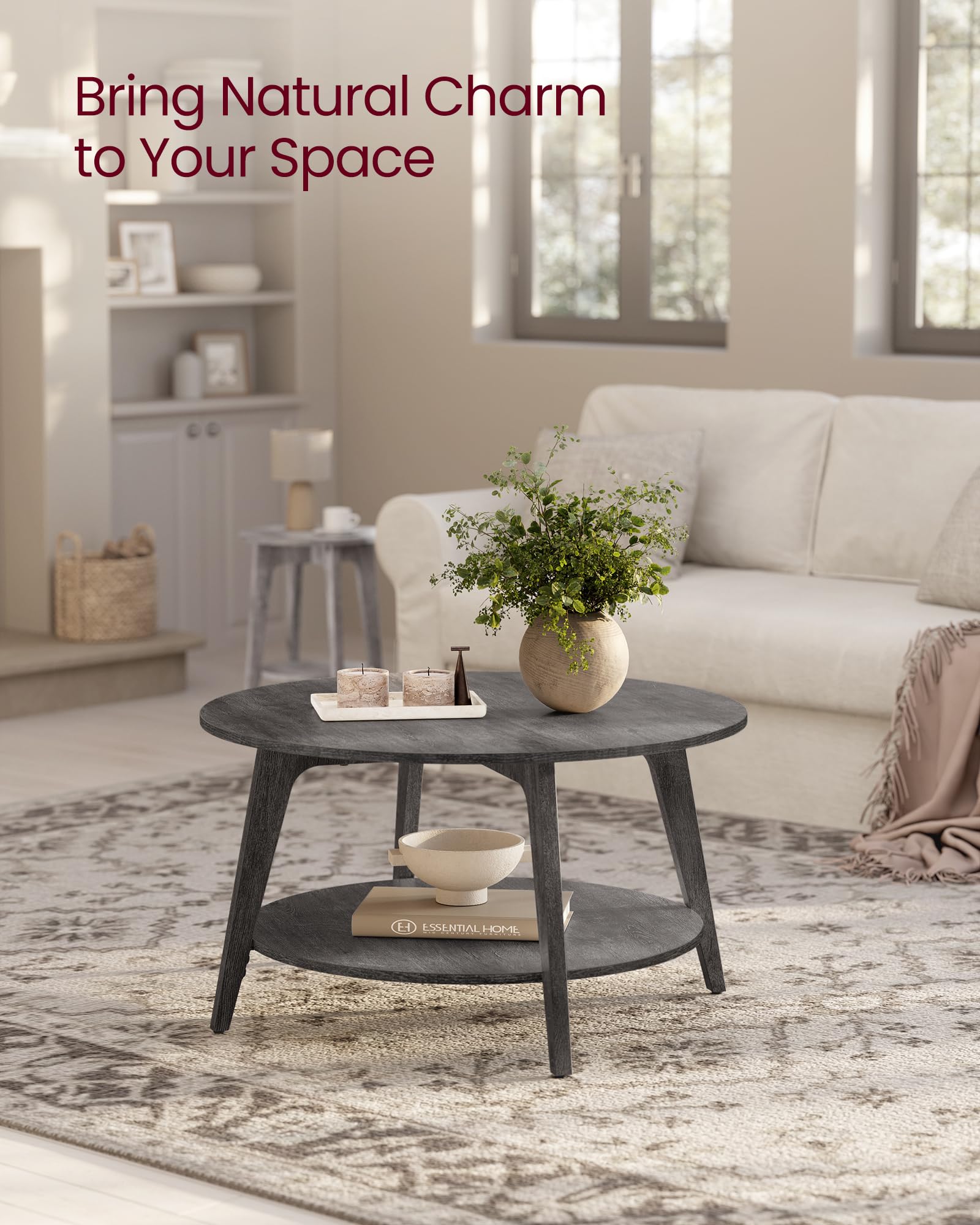 Round Coffee Table with Storage For Living Room