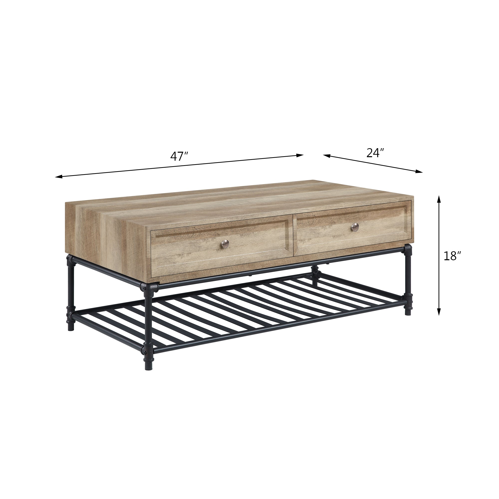 Brantley Oak & Sandy Gray Finish Rectangular Coffee Table