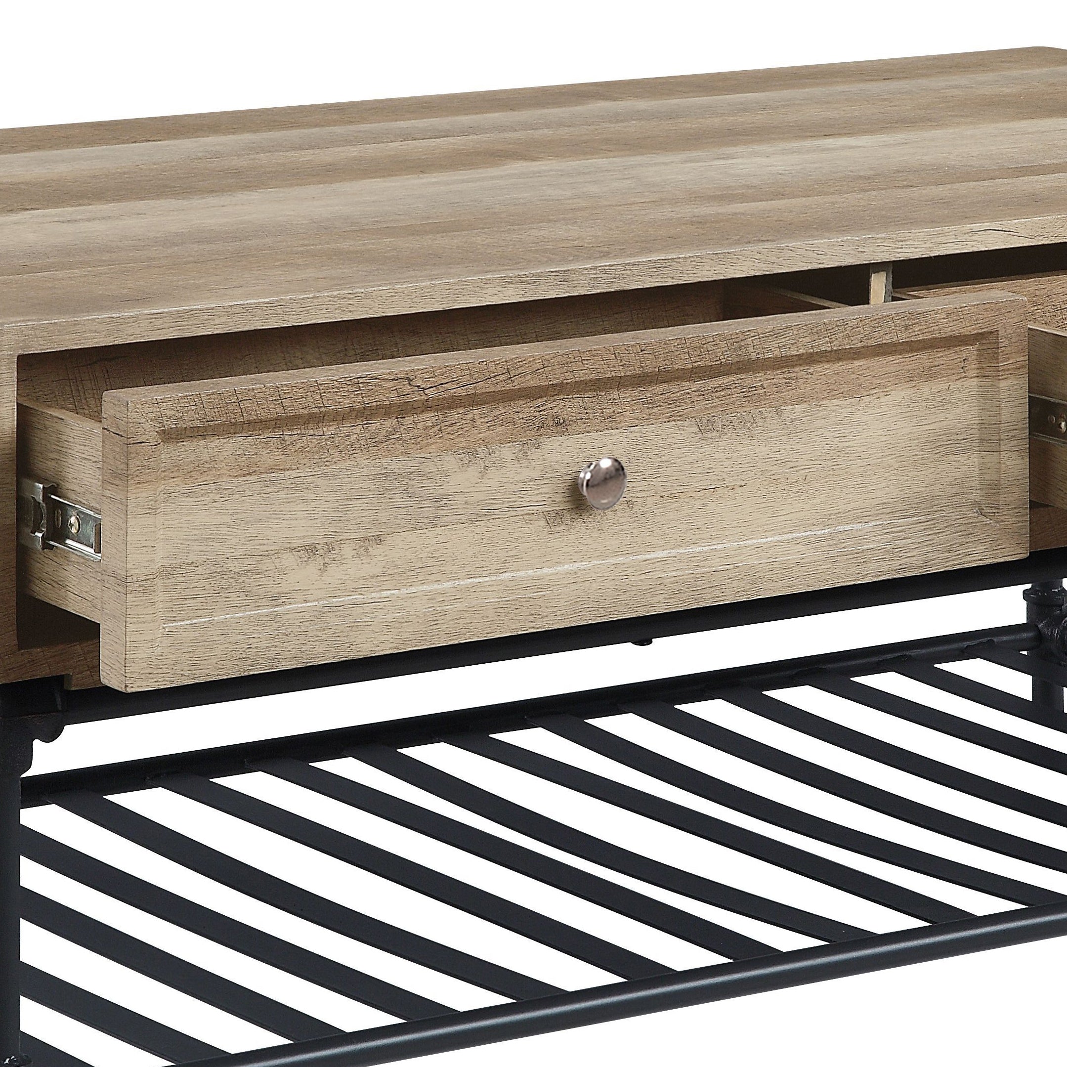 Brantley Oak & Sandy Gray Finish Rectangular Coffee Table