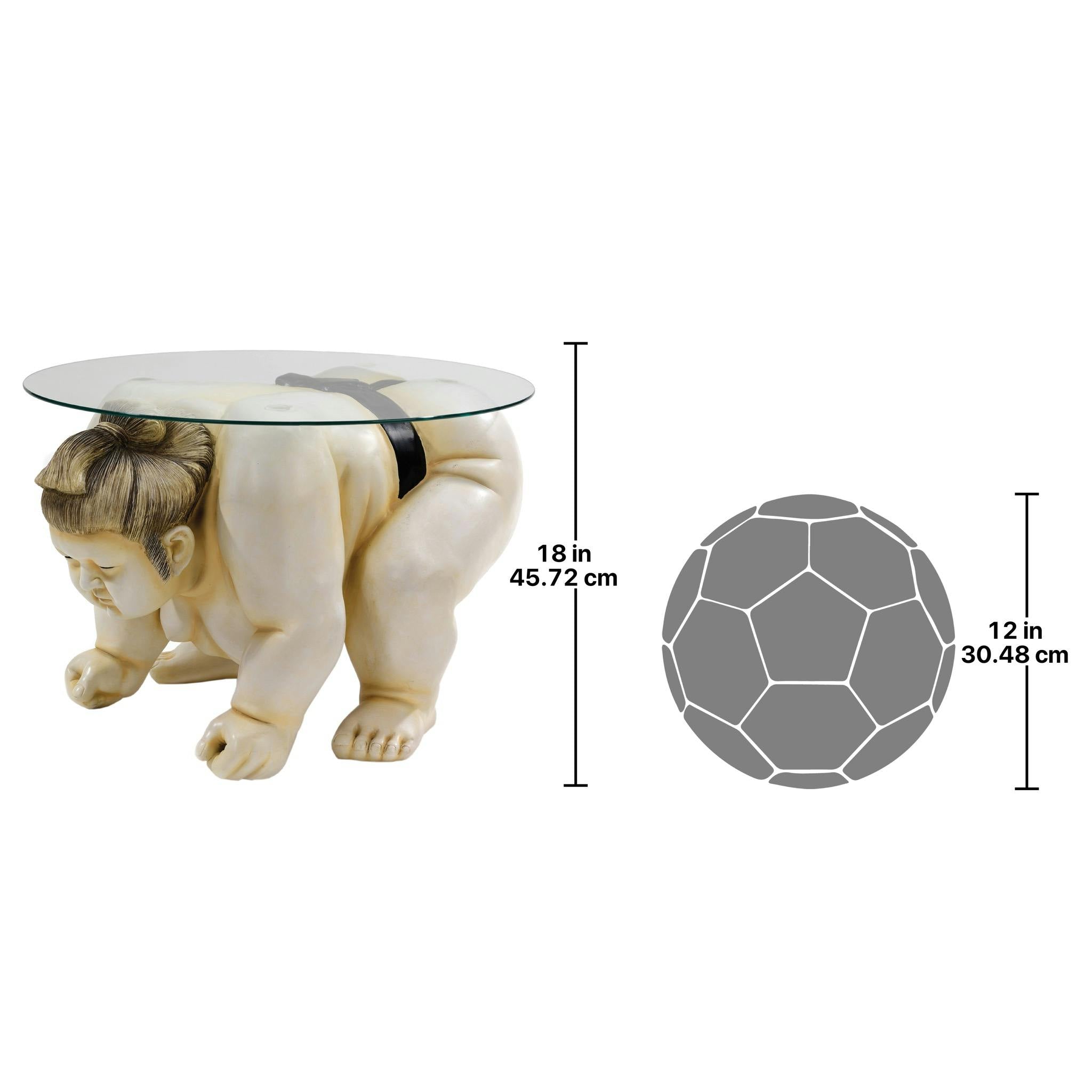 Basho the Sumo Wrestler Glass-Topped Sculptural Table