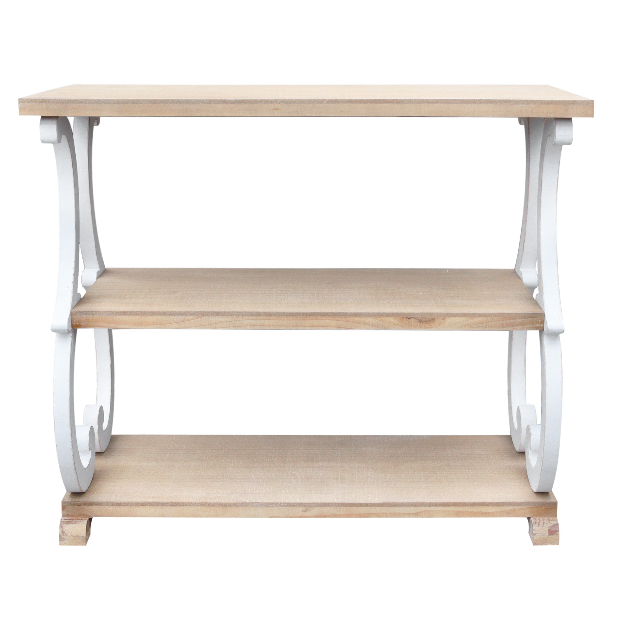 3 Tier Shelved Display Table, Farmhouse Rustic Wood Console Table