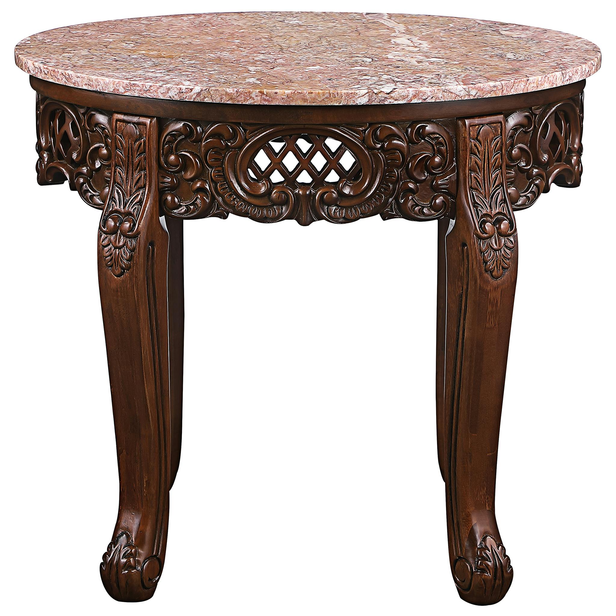 Chantret Marble-Topped Hardwood Side Table