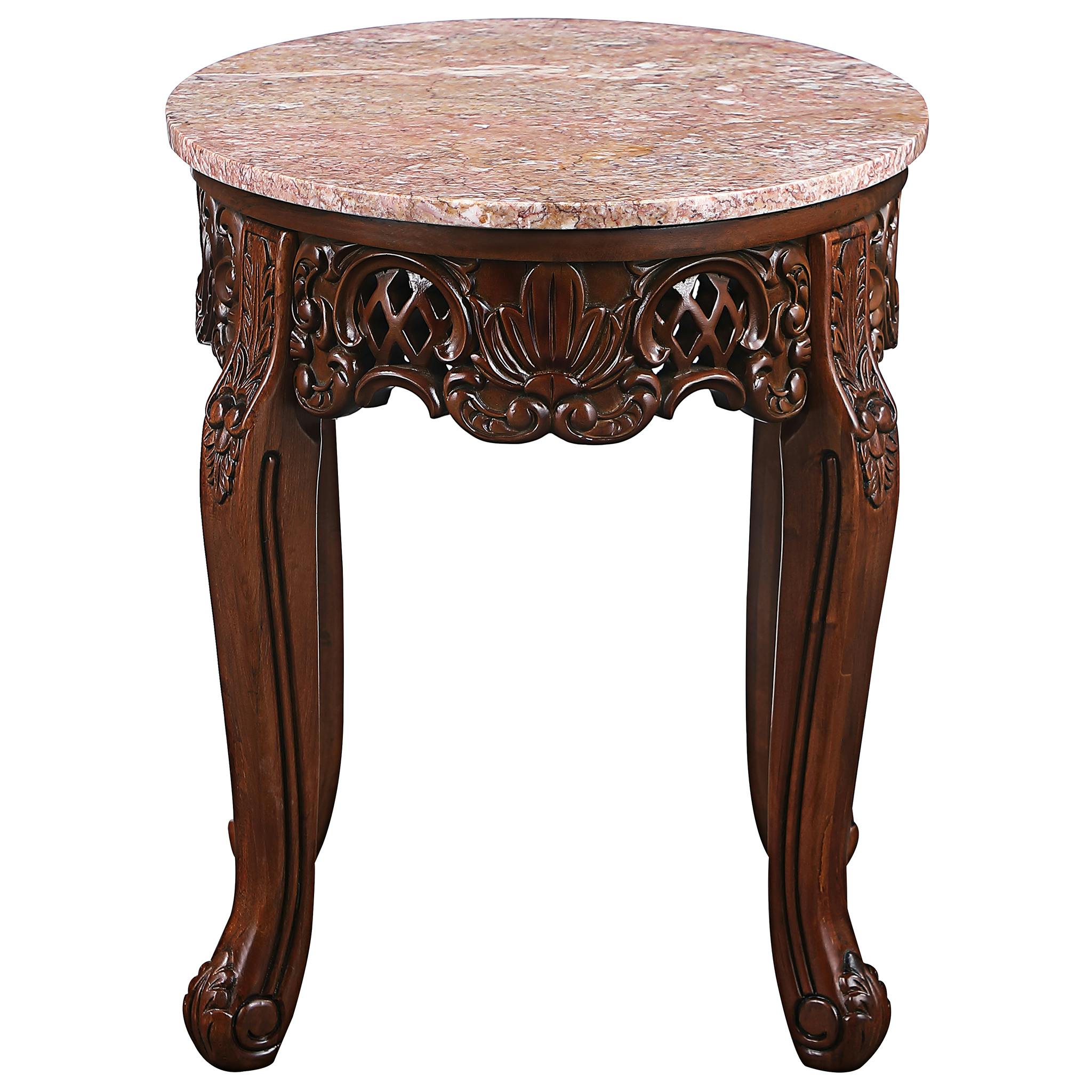 Chantret Marble-Topped Hardwood Side Table