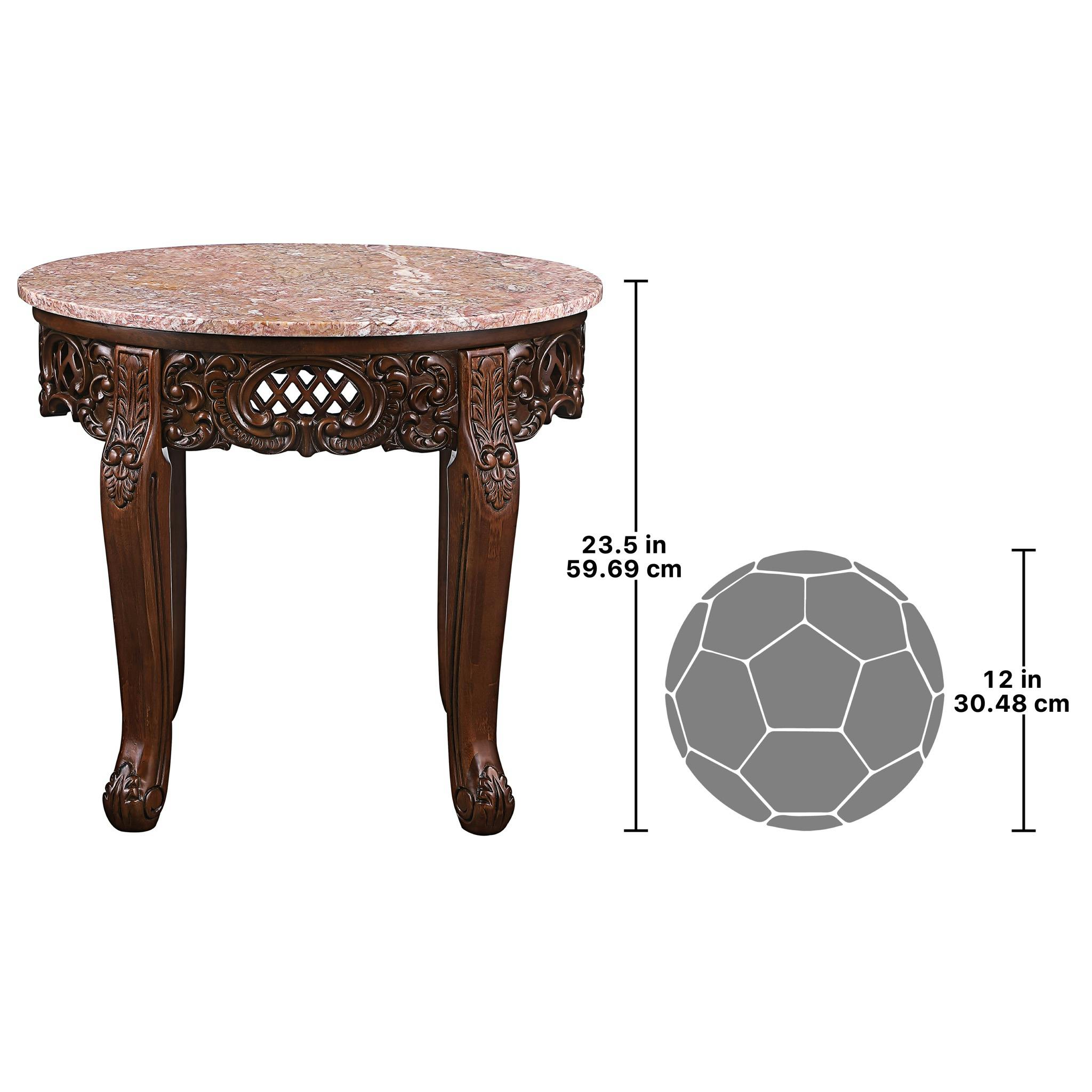 Chantret Marble-Topped Hardwood Side Table