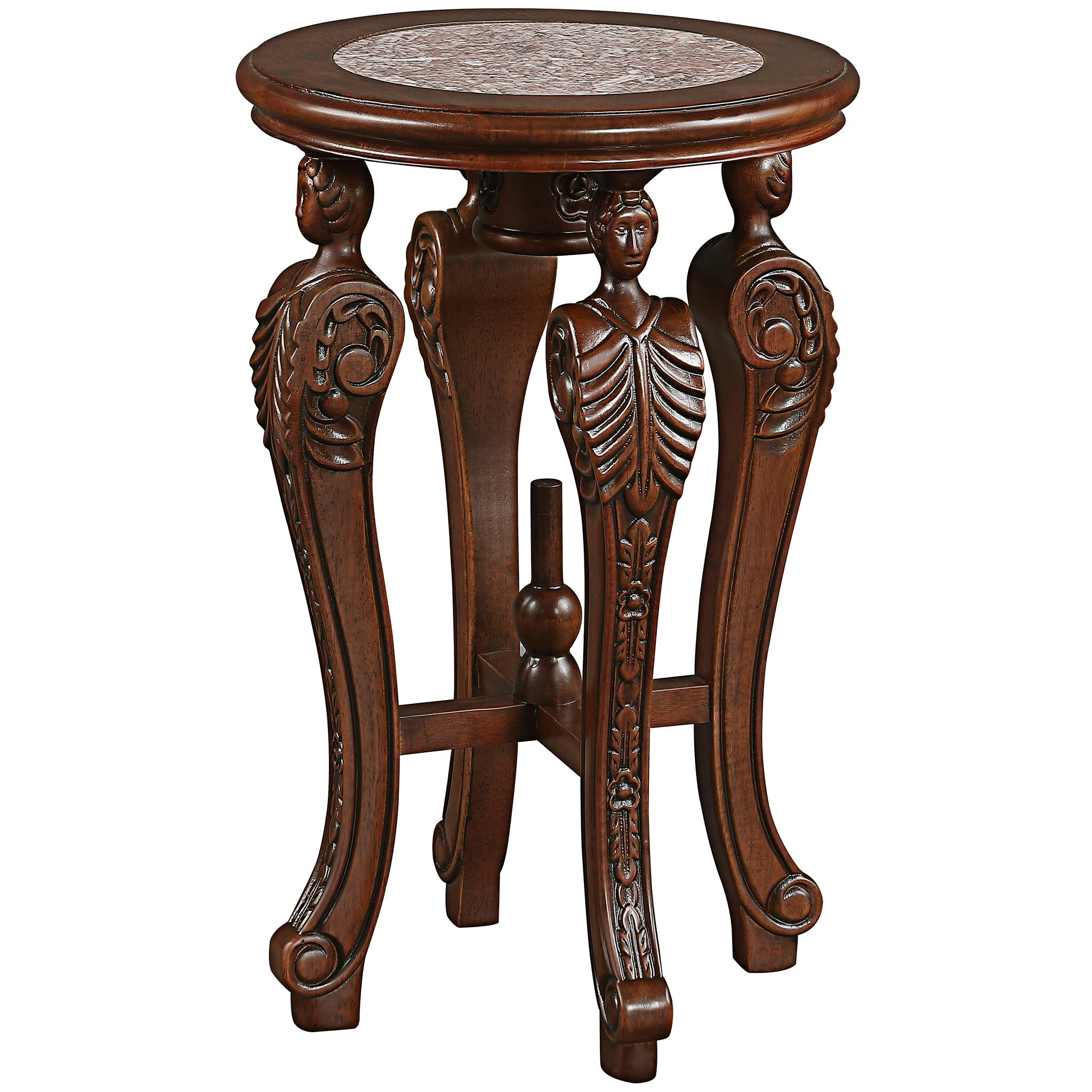 Four Caryatids Marble-Topped Pedestal Table - Individual