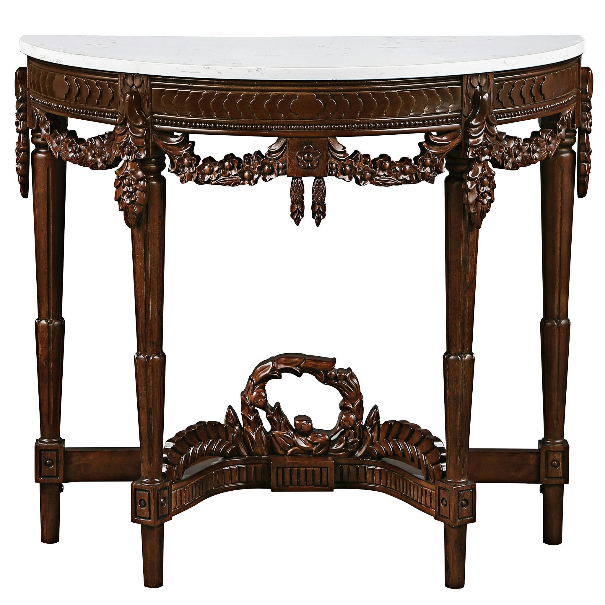 Chateau Gallet Marble-Topped Hardwood Console Table