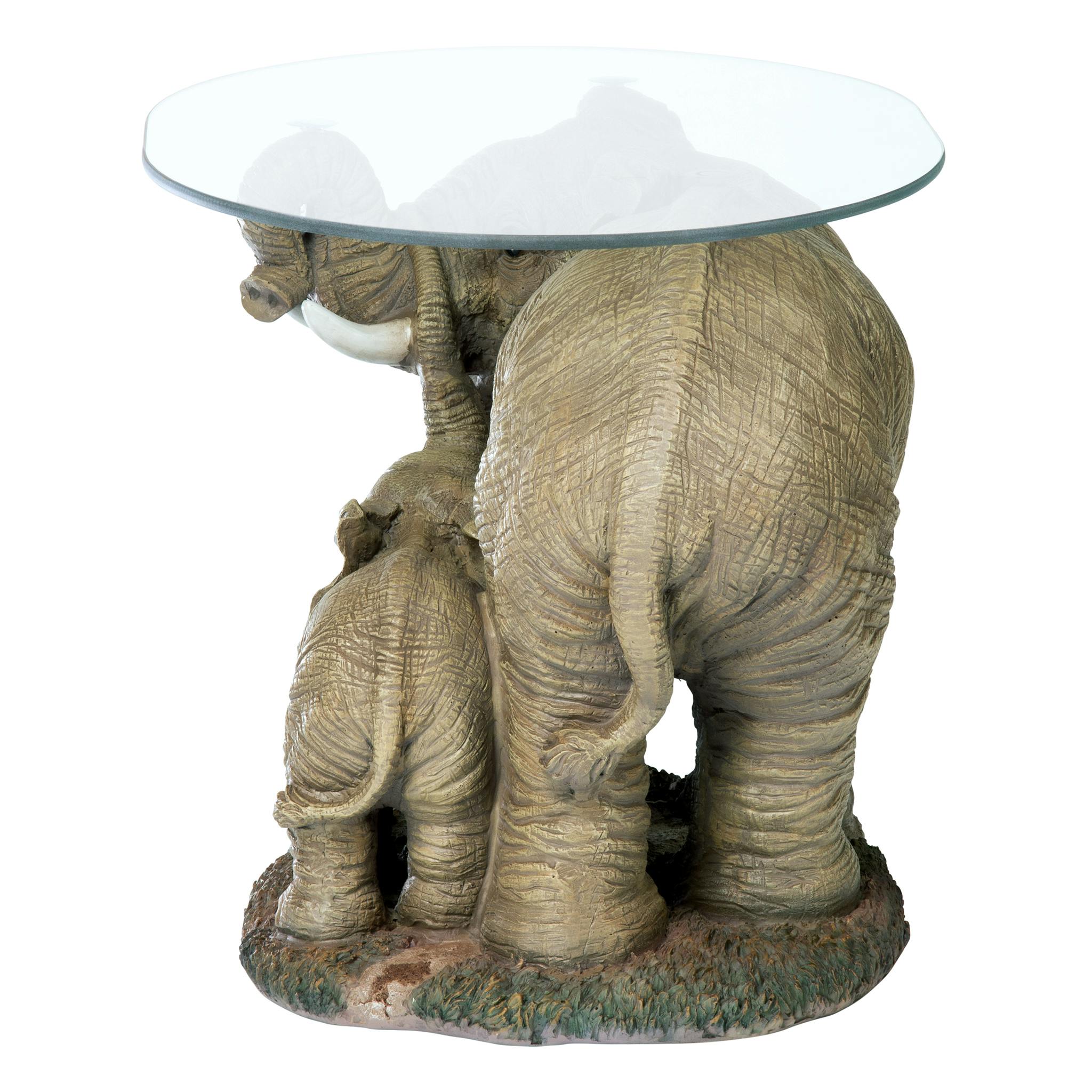 Elephant's Majesty Glass-Topped Cocktail Table