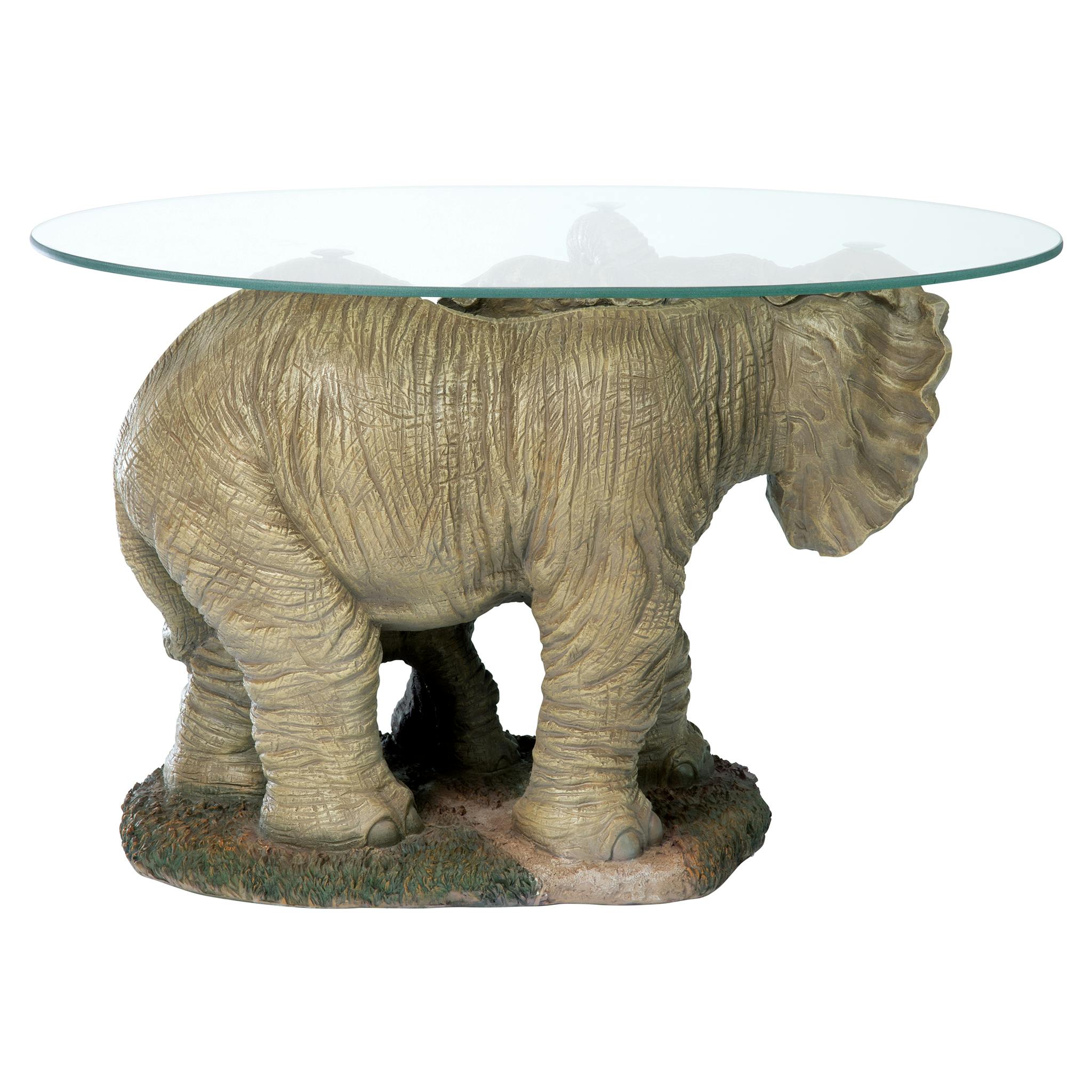 Elephant's Majesty Glass-Topped Cocktail Table