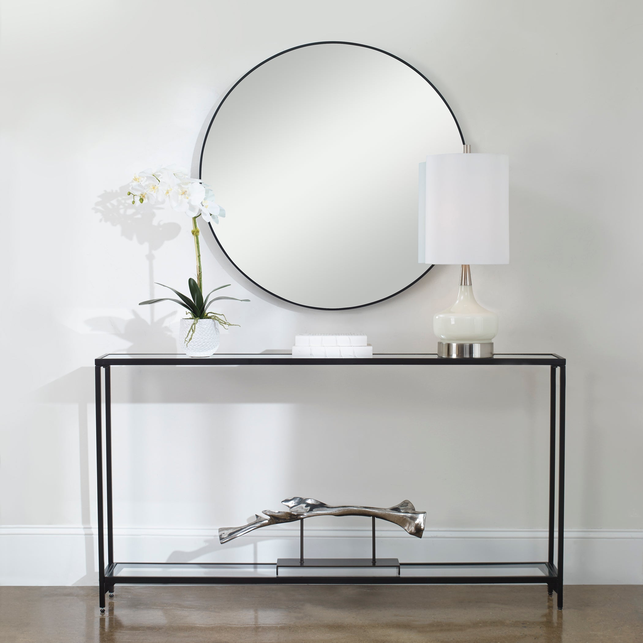 Satin Black Iron Console Table By Uttermost