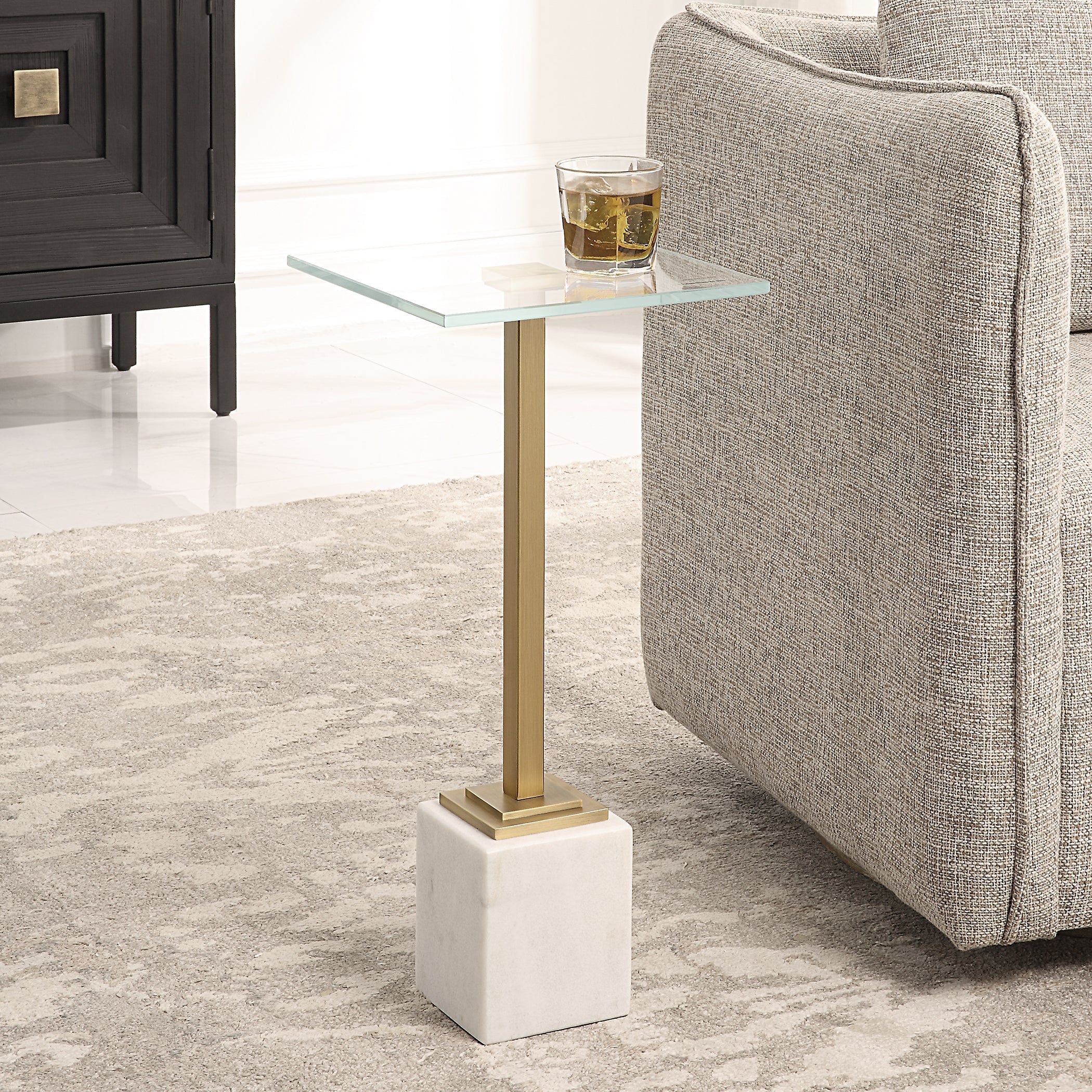 White Marble Accent Table By Uttermost