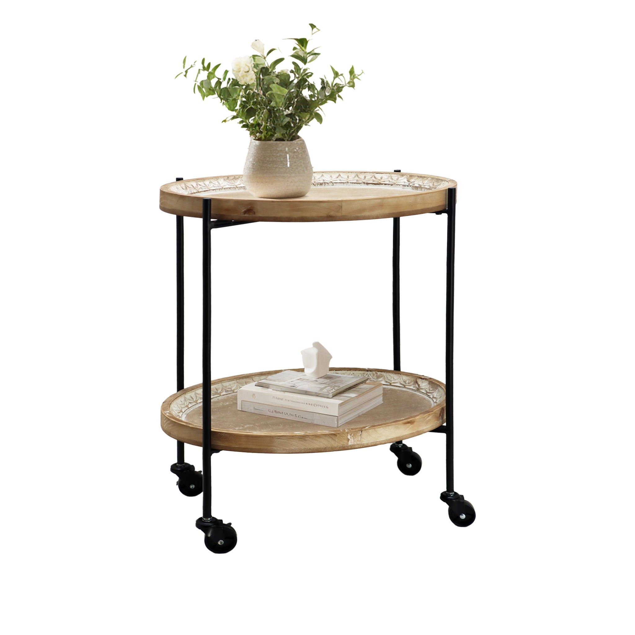 2 Tier Side Table with Tray Top