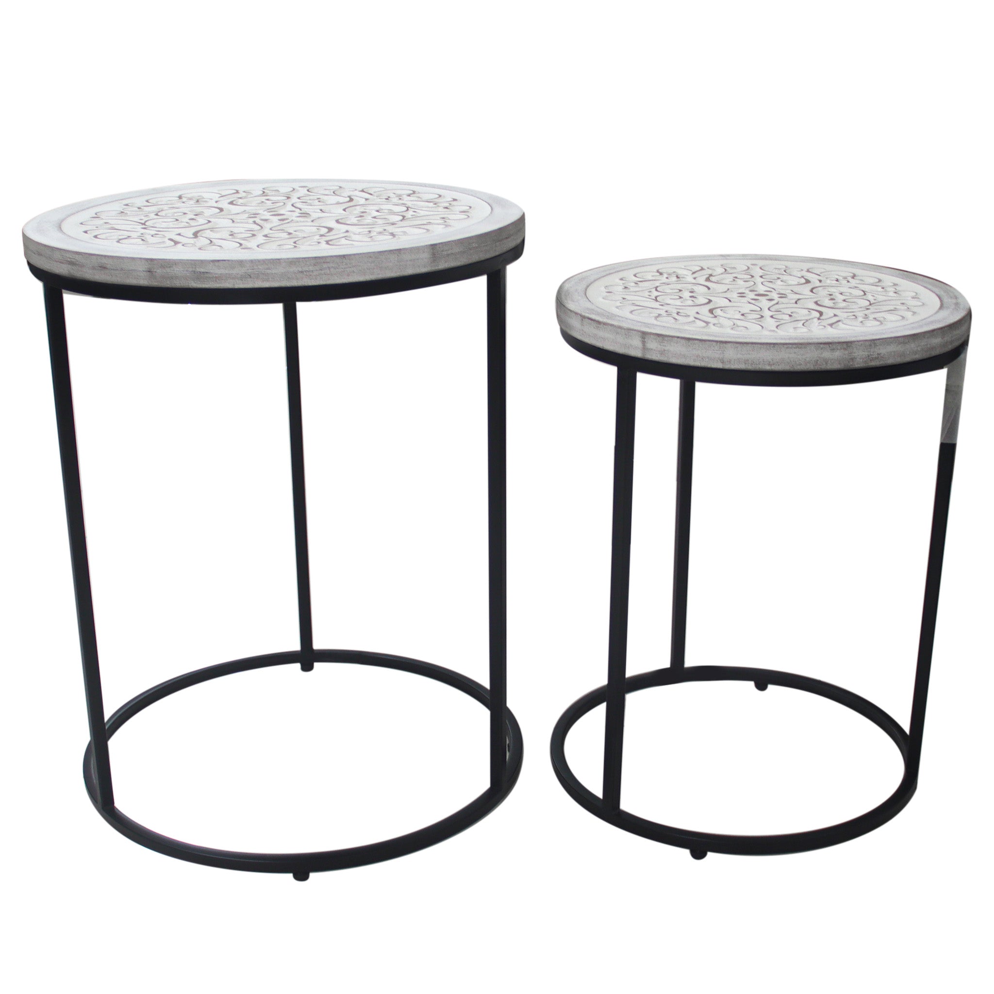 Vintage Circular Round Nesting Side Table Set of 2