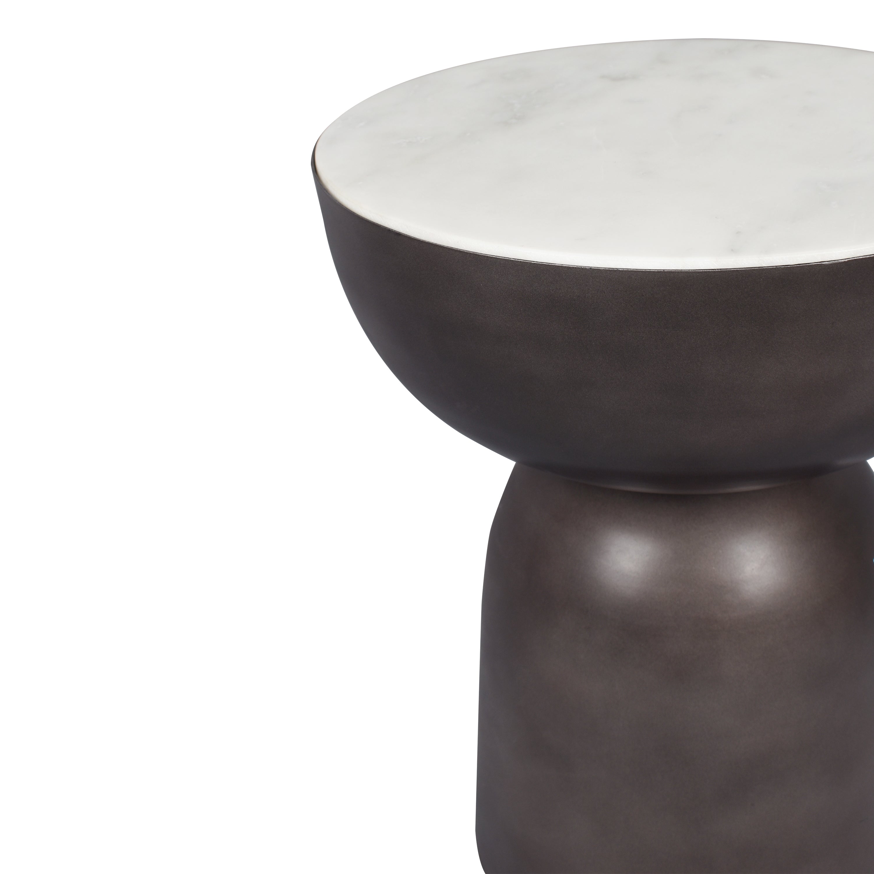 Atarah Contemporary Natural Marble/Metal Handmade Hourglass End Table