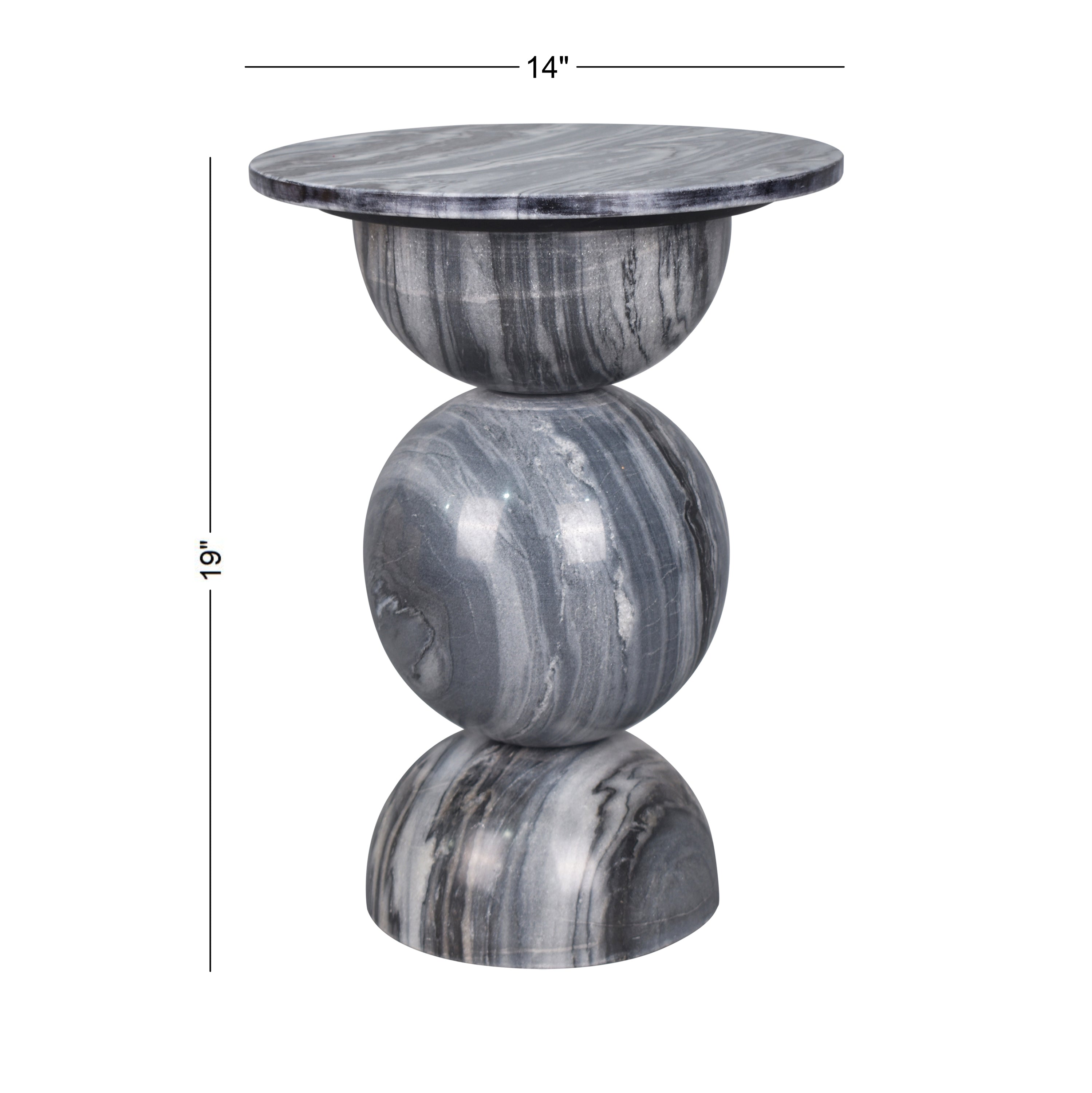 Aura Modern Natural Marble Handmade Stacked Round Pedestal End Table