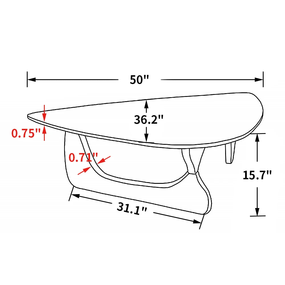 Triangle Glass Table Coffee Table Solid Wood Base Walnut and Clear Glass Top Modern End Table for Living Room, Patio, Study