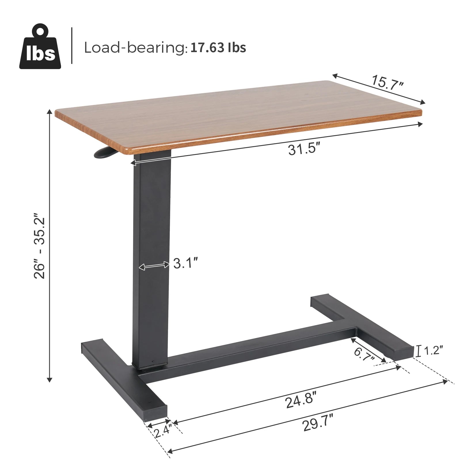 Home Office Laptop Desk Rolling Adjustable 360° Rotation Computer Mobile Stand Over Sofa Table