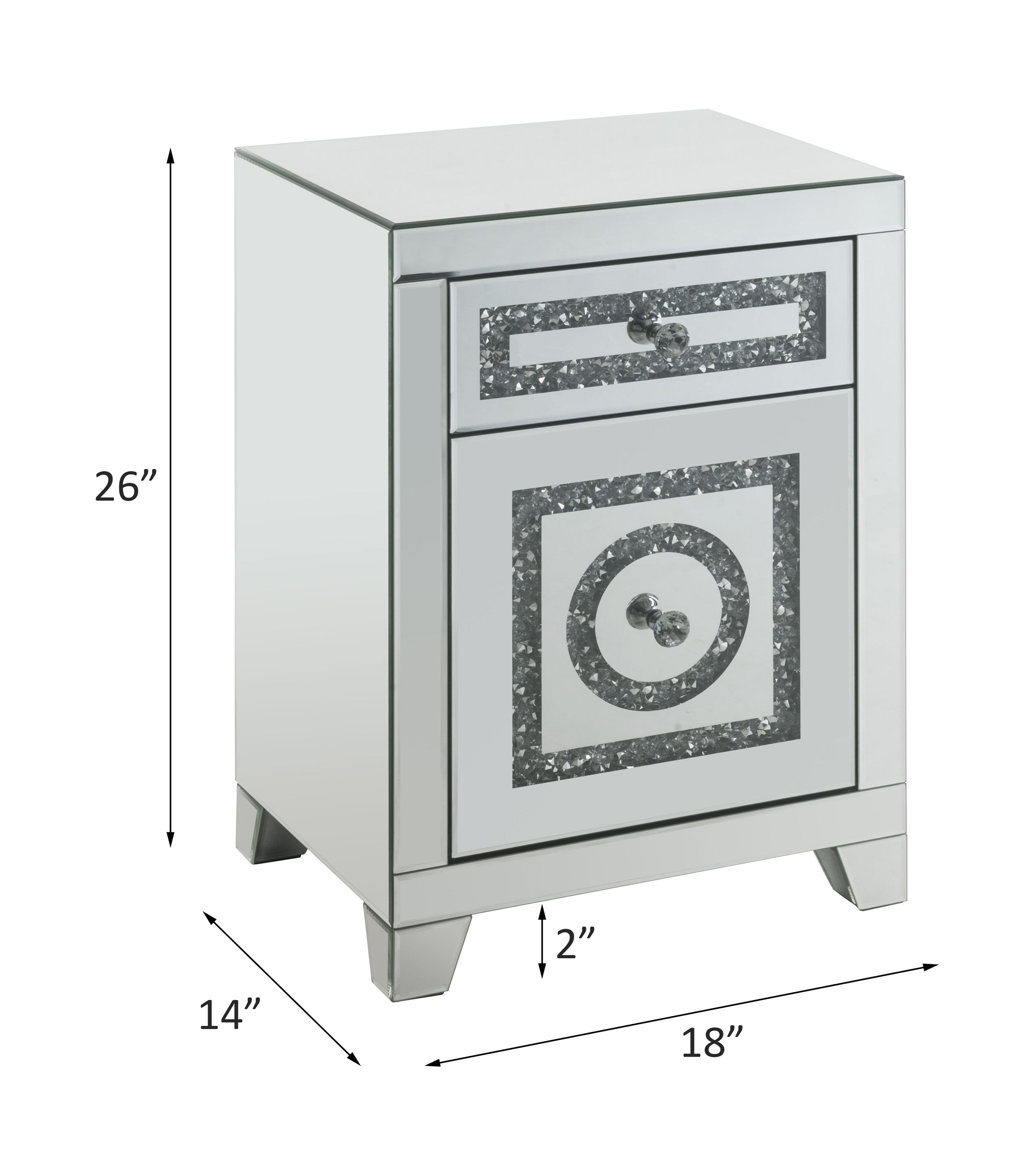 Noralie Mirrored & Faux Dimaonds Accent Table