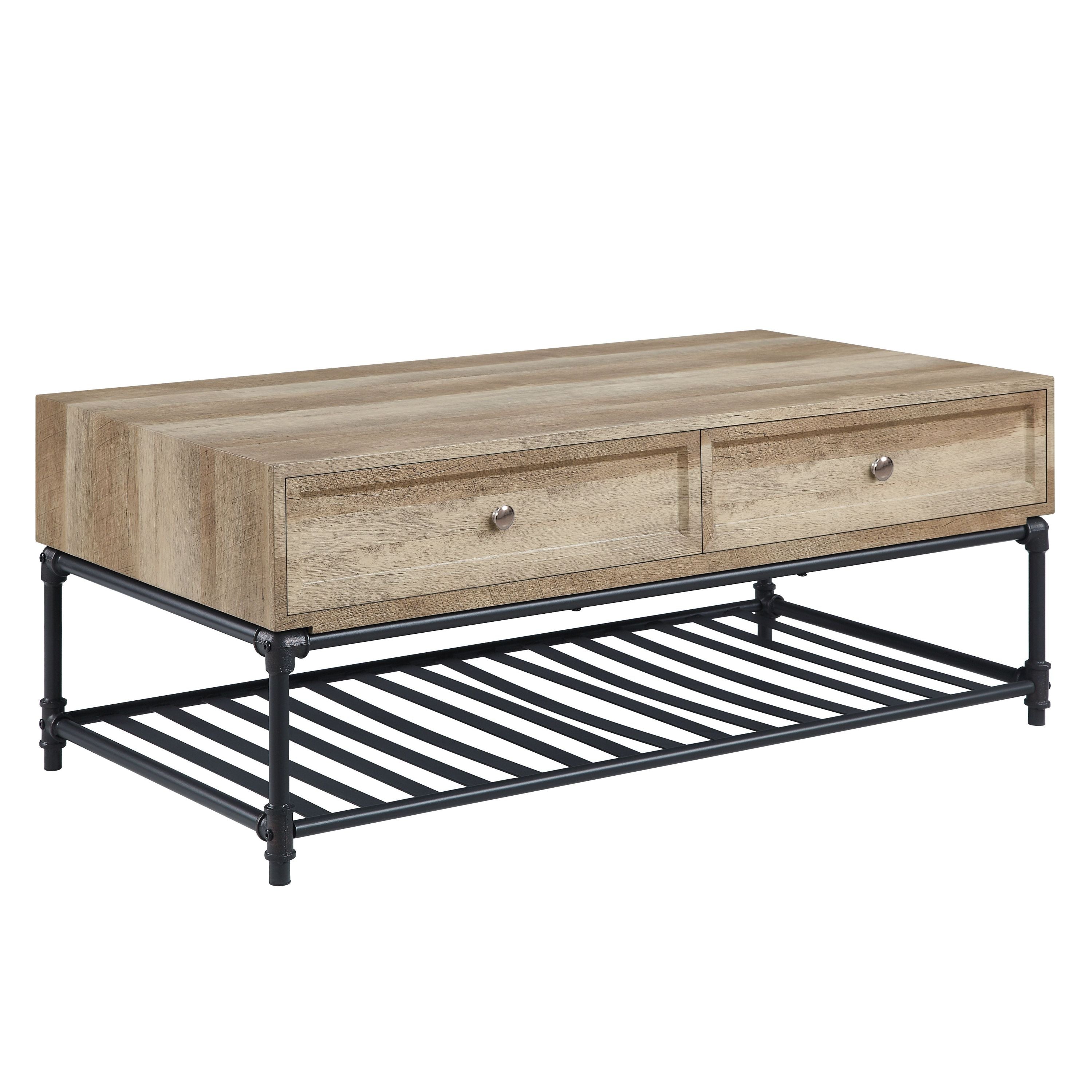 Brantley Oak & Sandy Gray Finish Rectangular Coffee Table