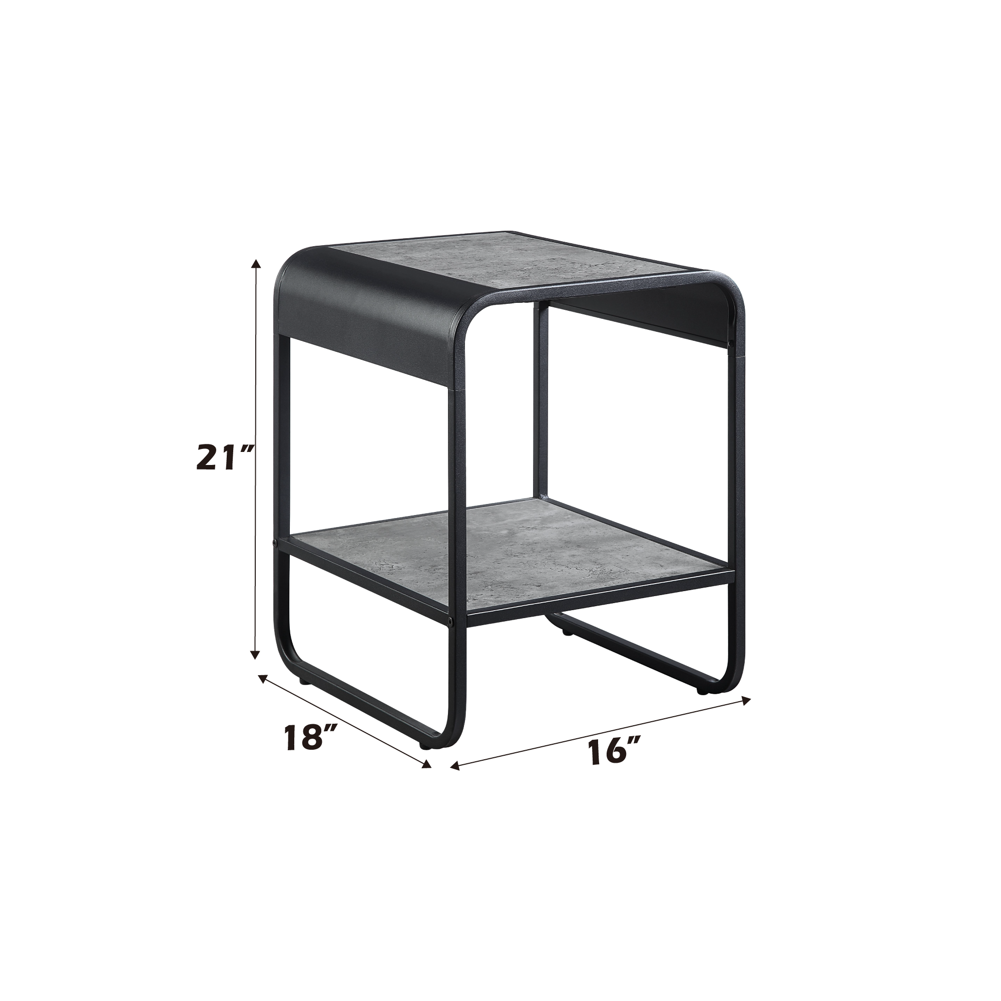 Raziela Concrete Gray & Black Finish End Table