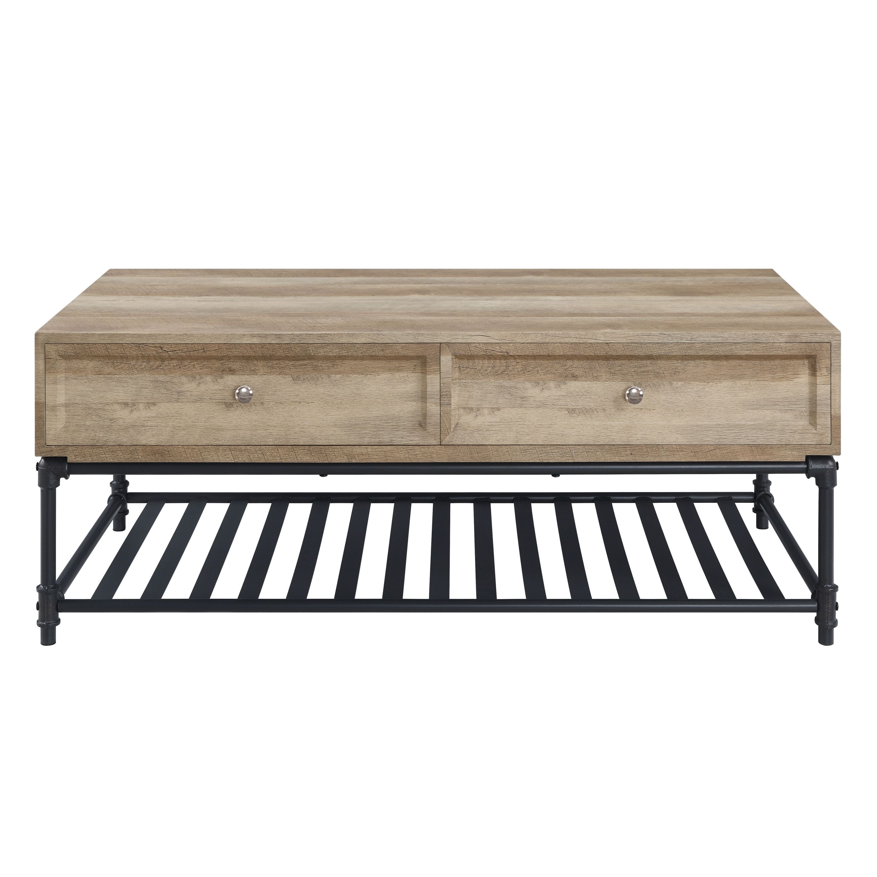 Brantley Oak & Sandy Gray Finish Rectangular Coffee Table