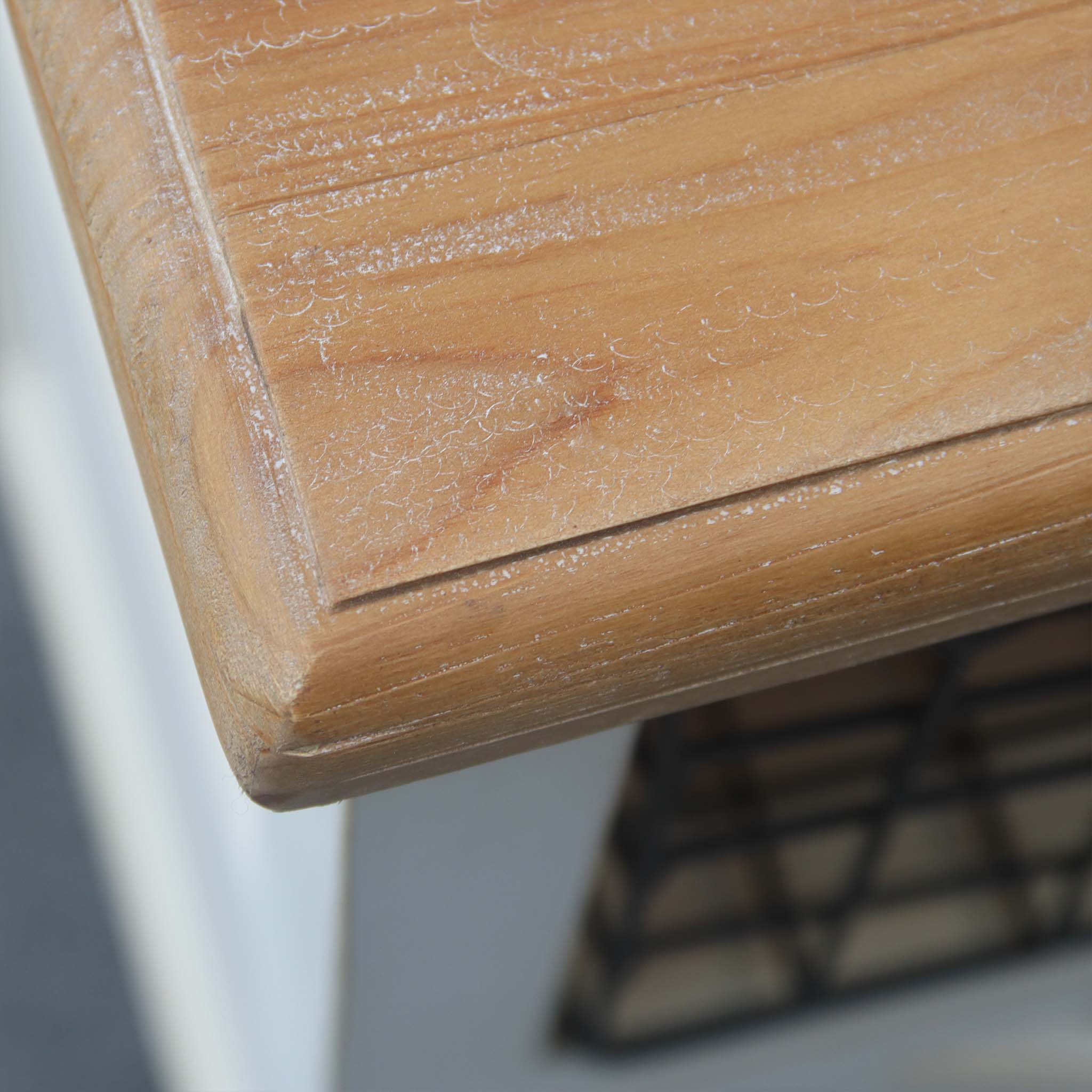 Farmhouse Wooden Side Table with X-Designed Glass Door and Storage Basket