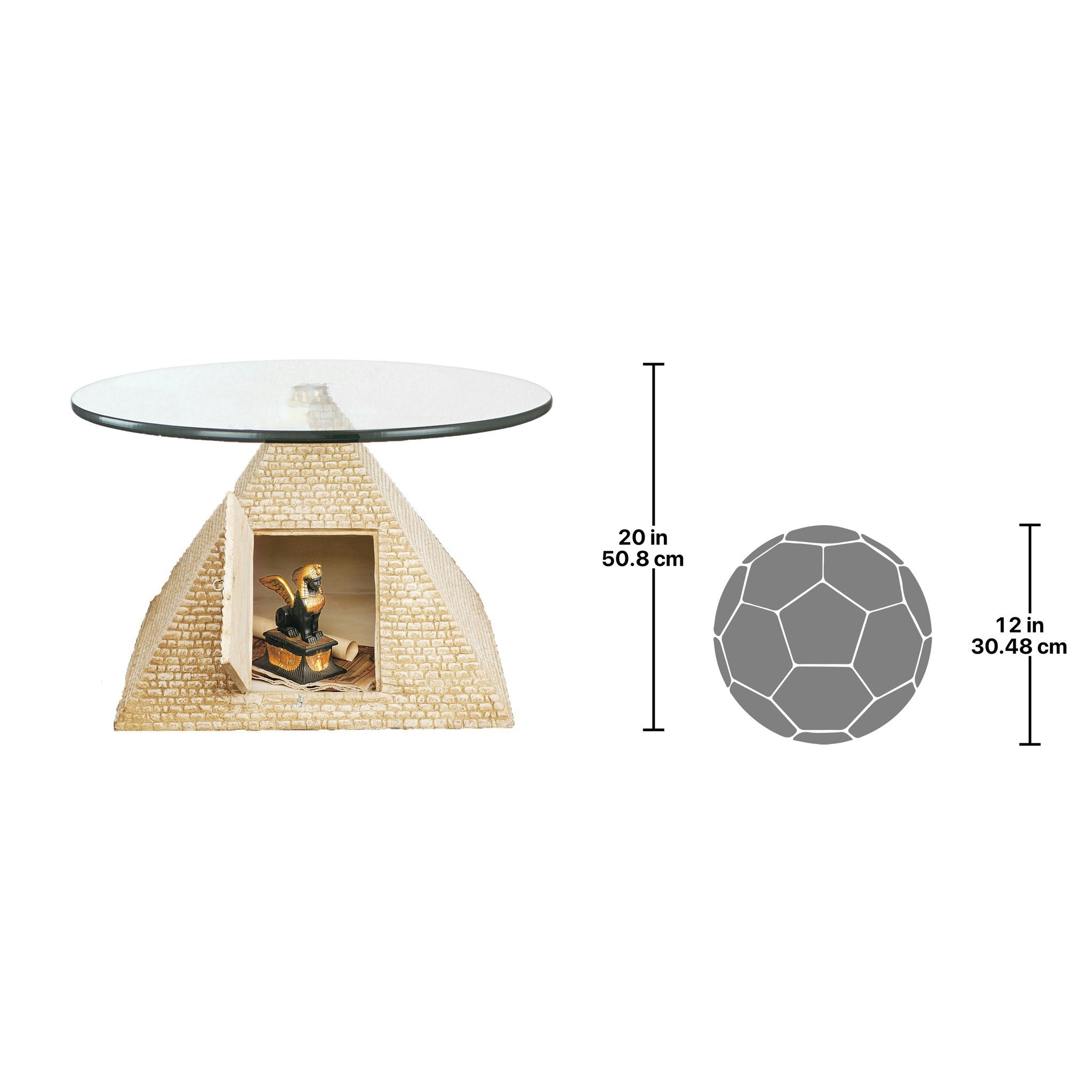 Egyptian Pyramid of Giza Glass-Topped Sculptural Table