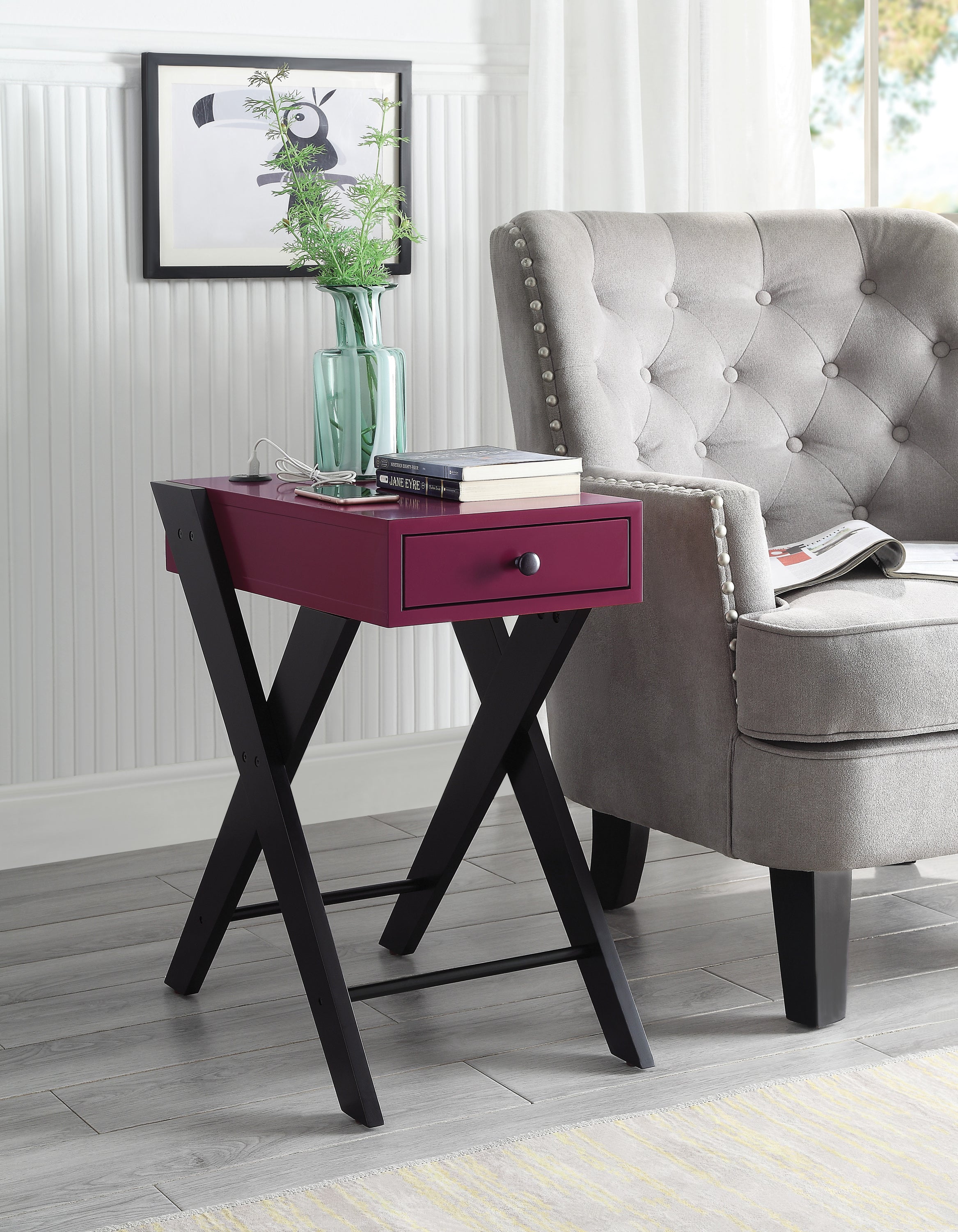 Fierce Accent Table with Built-in USB Port