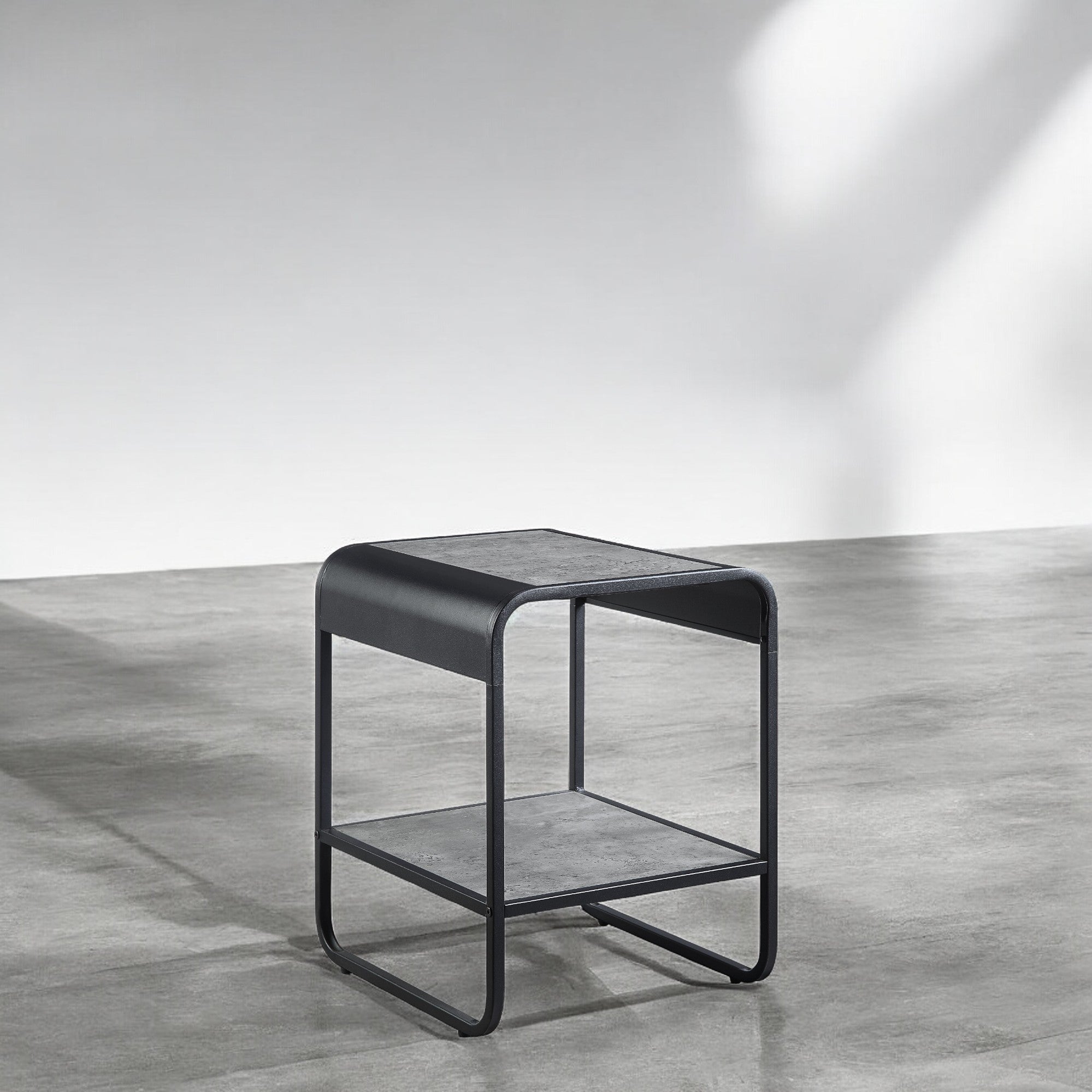 Raziela Concrete Gray & Black Finish End Table